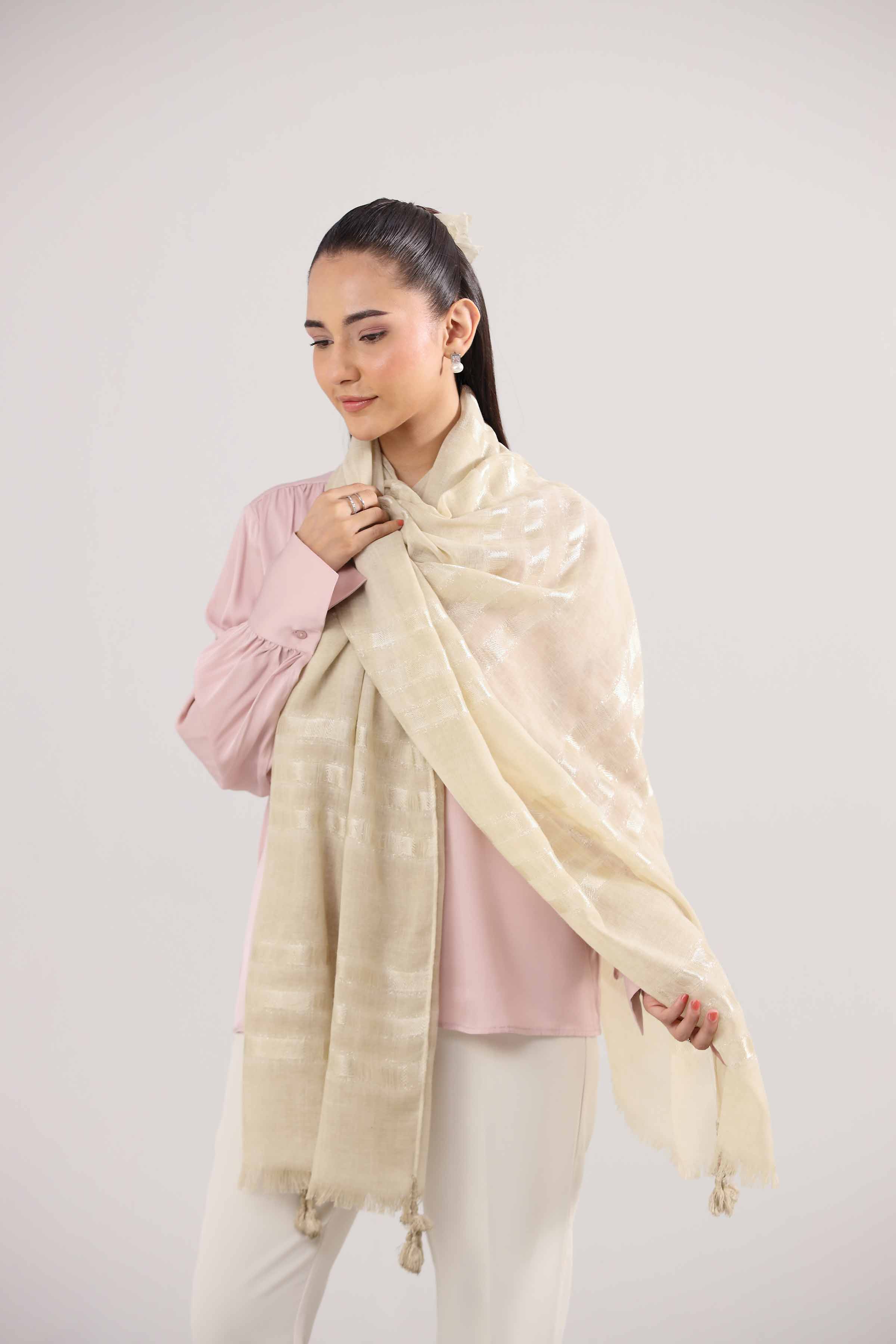 Beige Women Shawl - 439542112