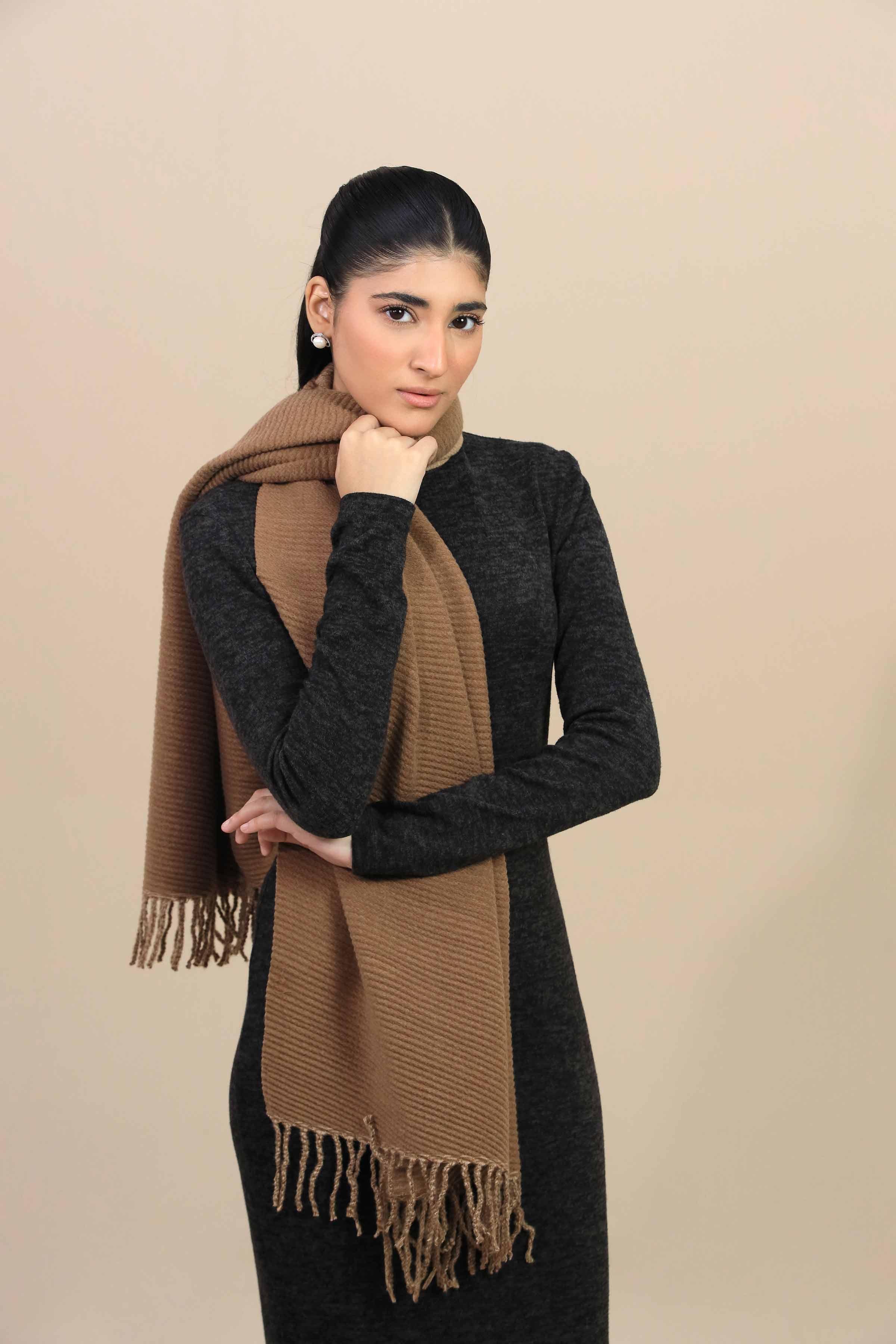 Nishat Linen UAE - Brown Women Shawl-446042113