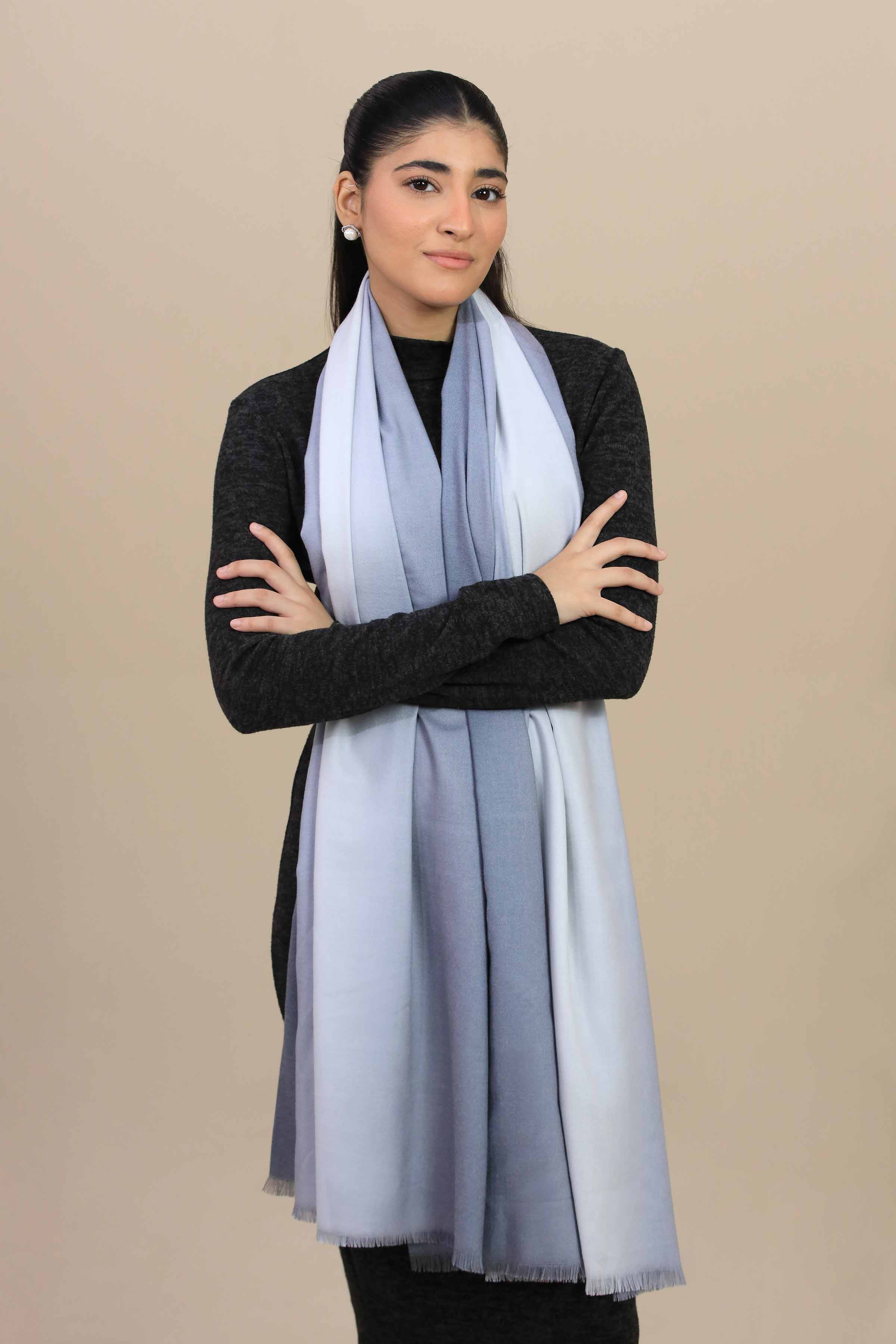 Nishat Linen UAE - Grey White Women Shawl-446132112
