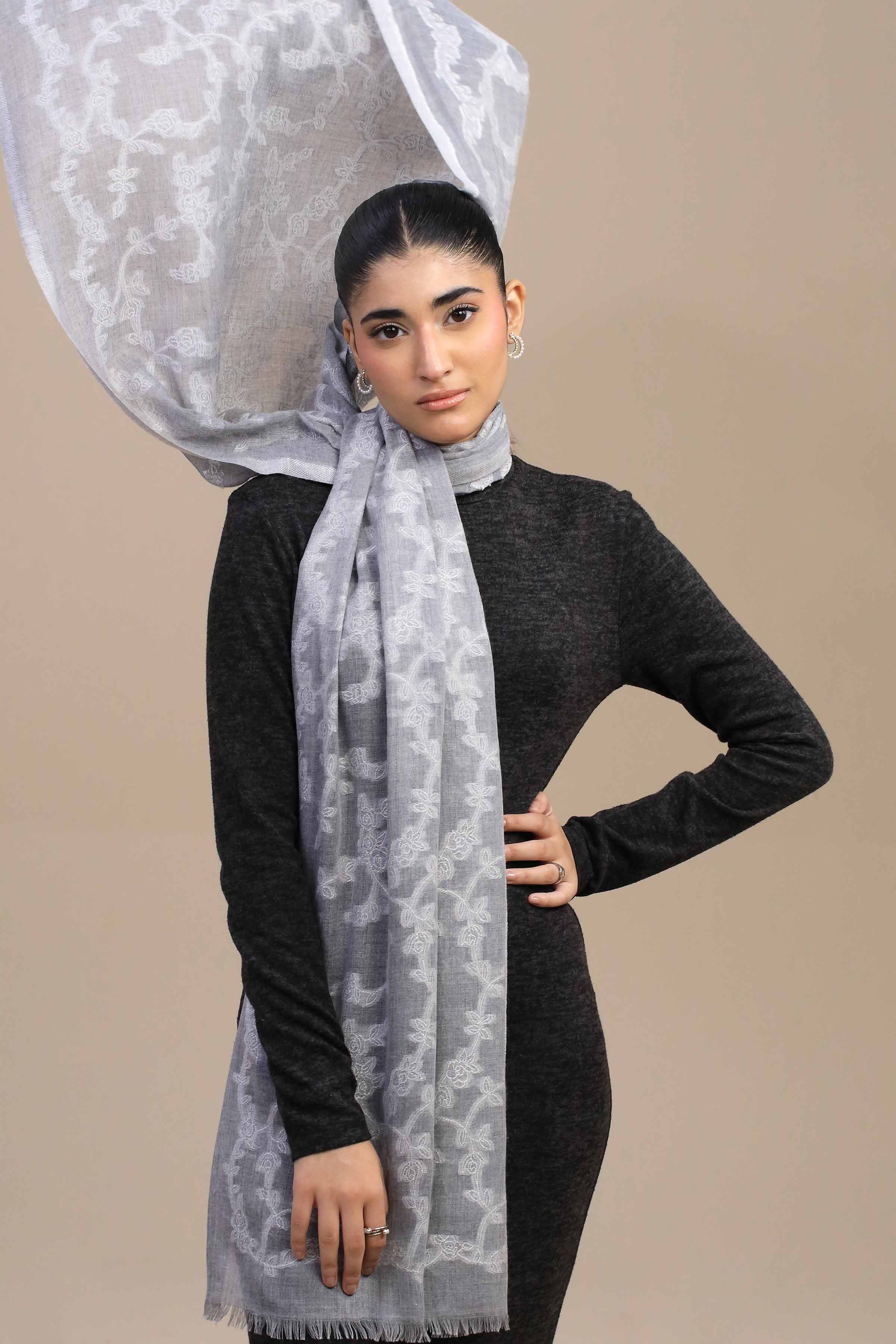 Nishat Linen UAE - Grey Women Shawl - 443972111