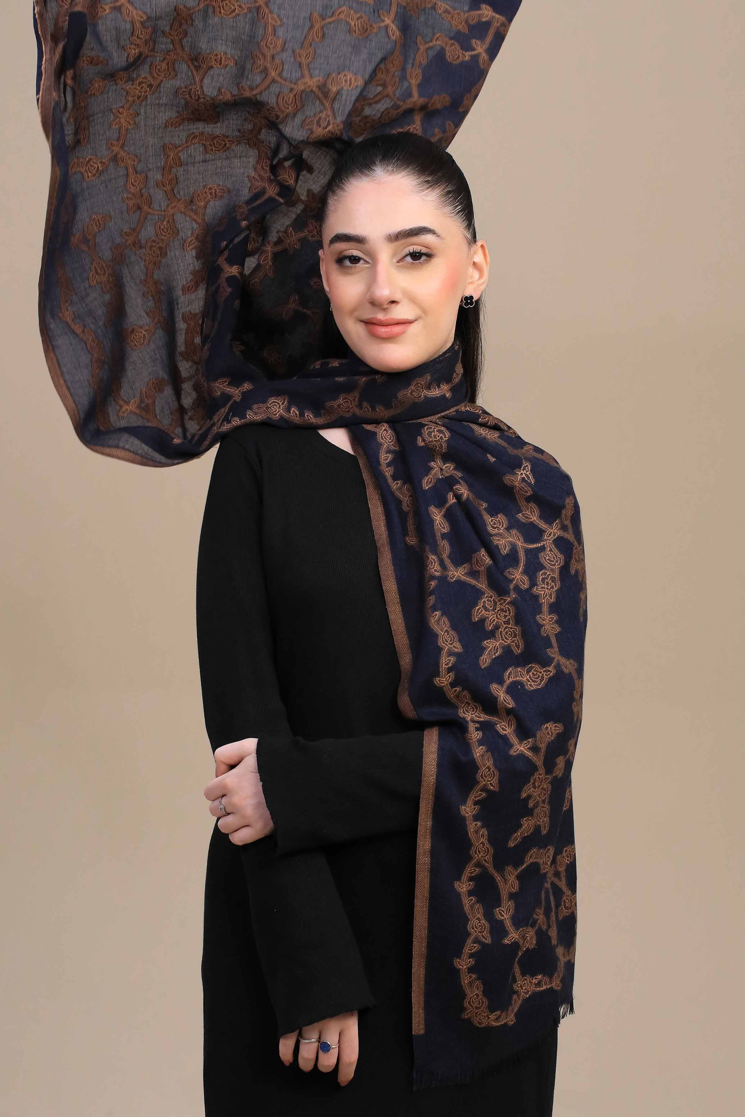 Nishat Linen UAE - Navy Women Shawl - 443972121