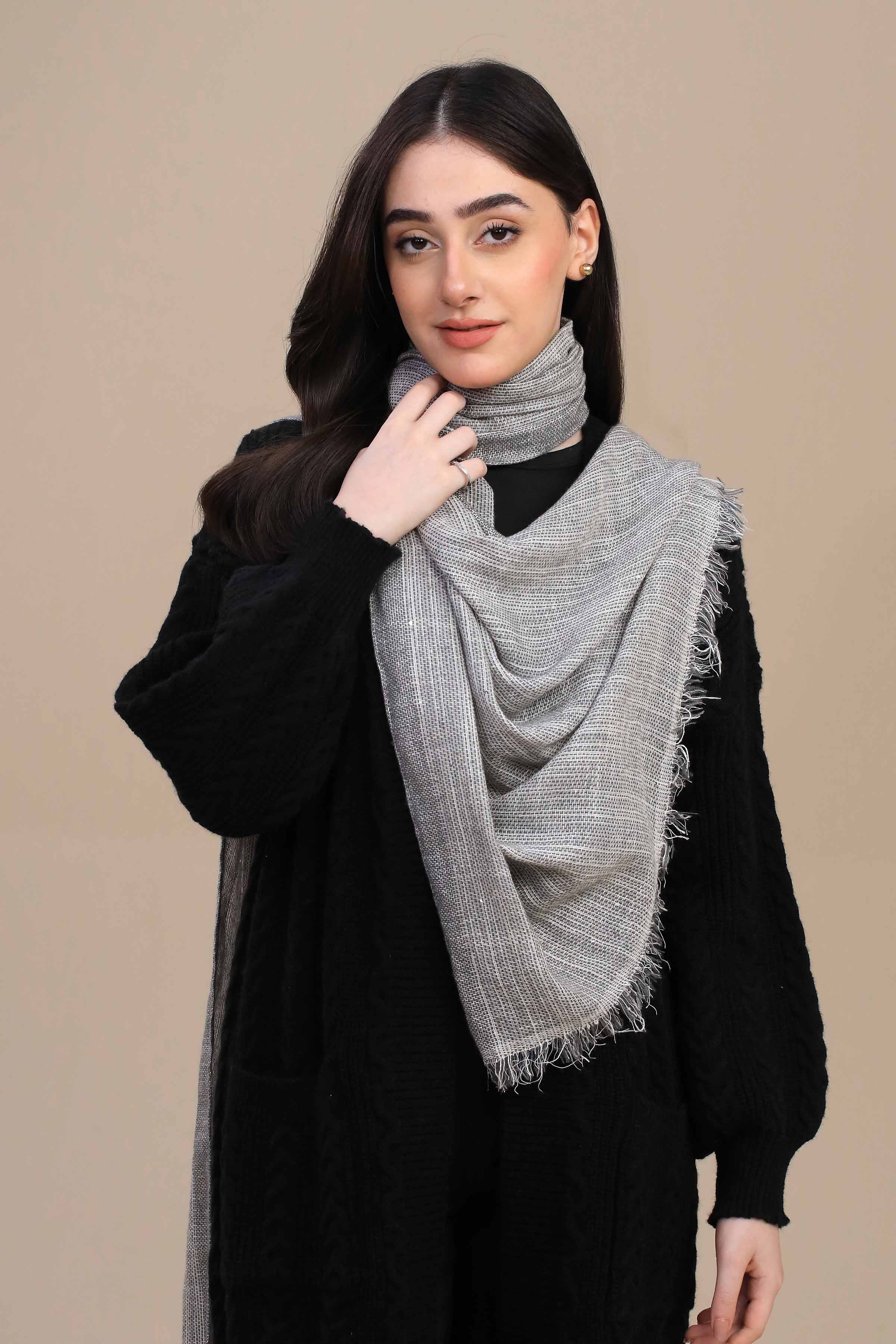 Nishat Linen UAE - Light Grey Women Shawl-447182120
