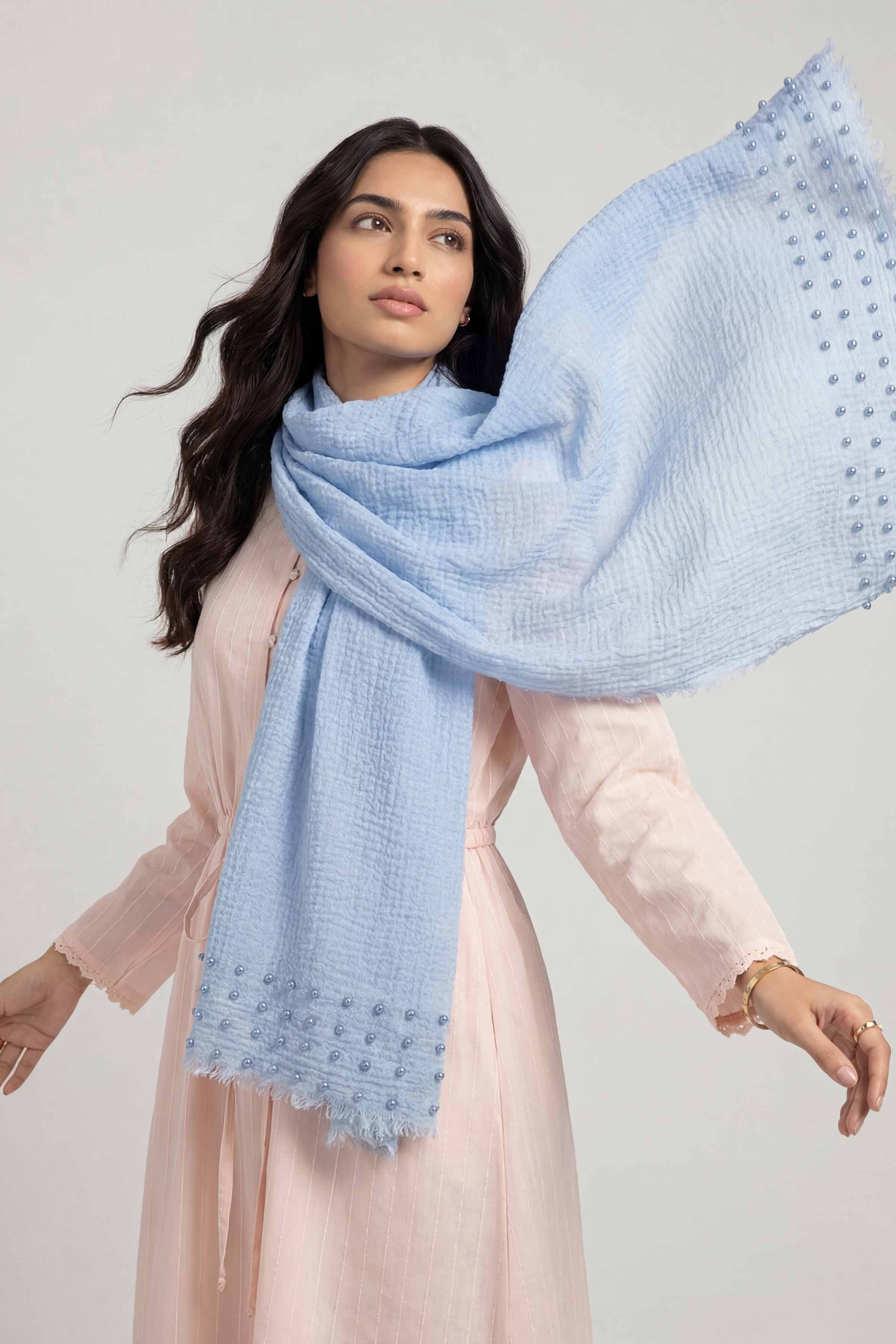 Blue Women Scarf - 447362108