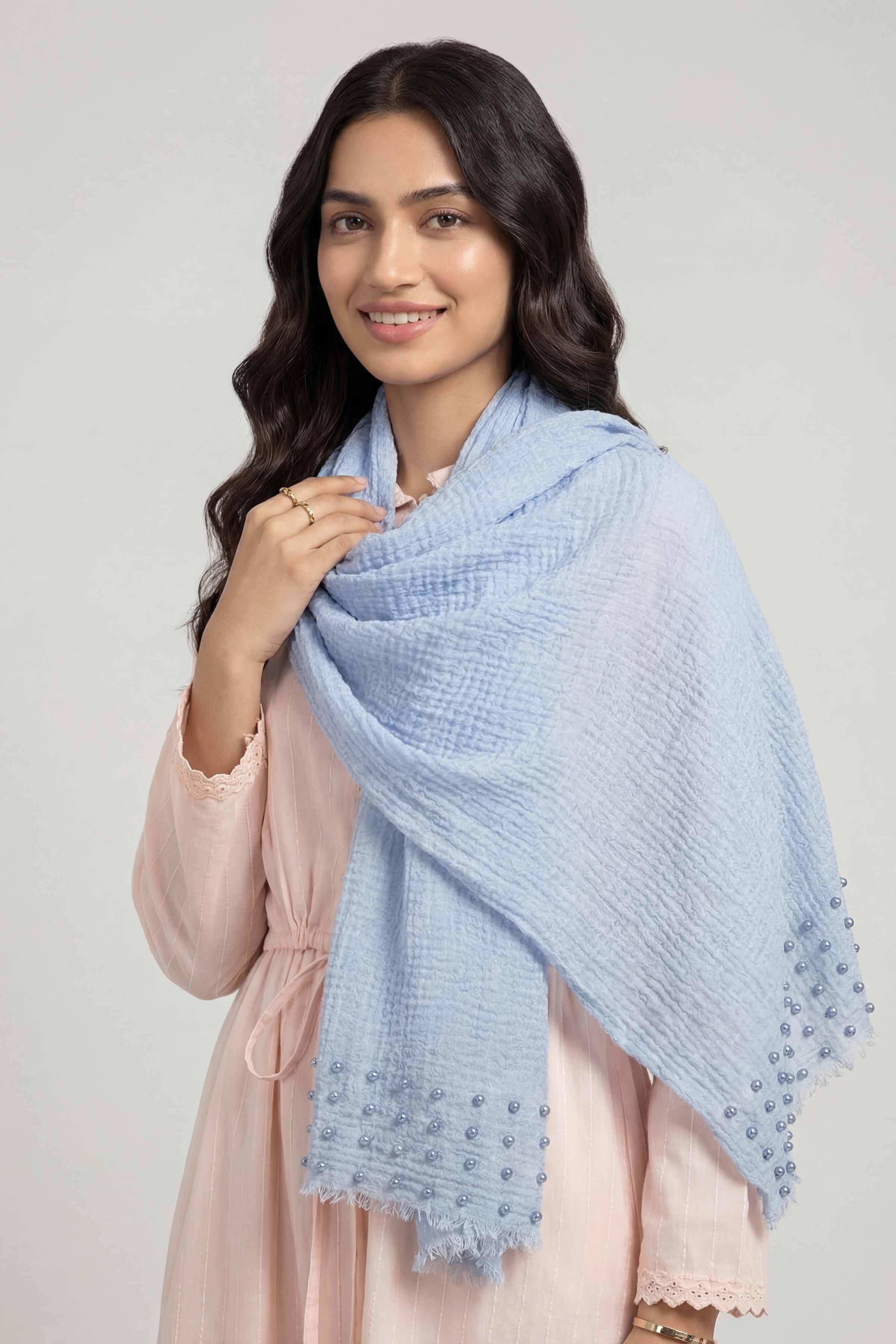 Blue Women Scarf - 447362108