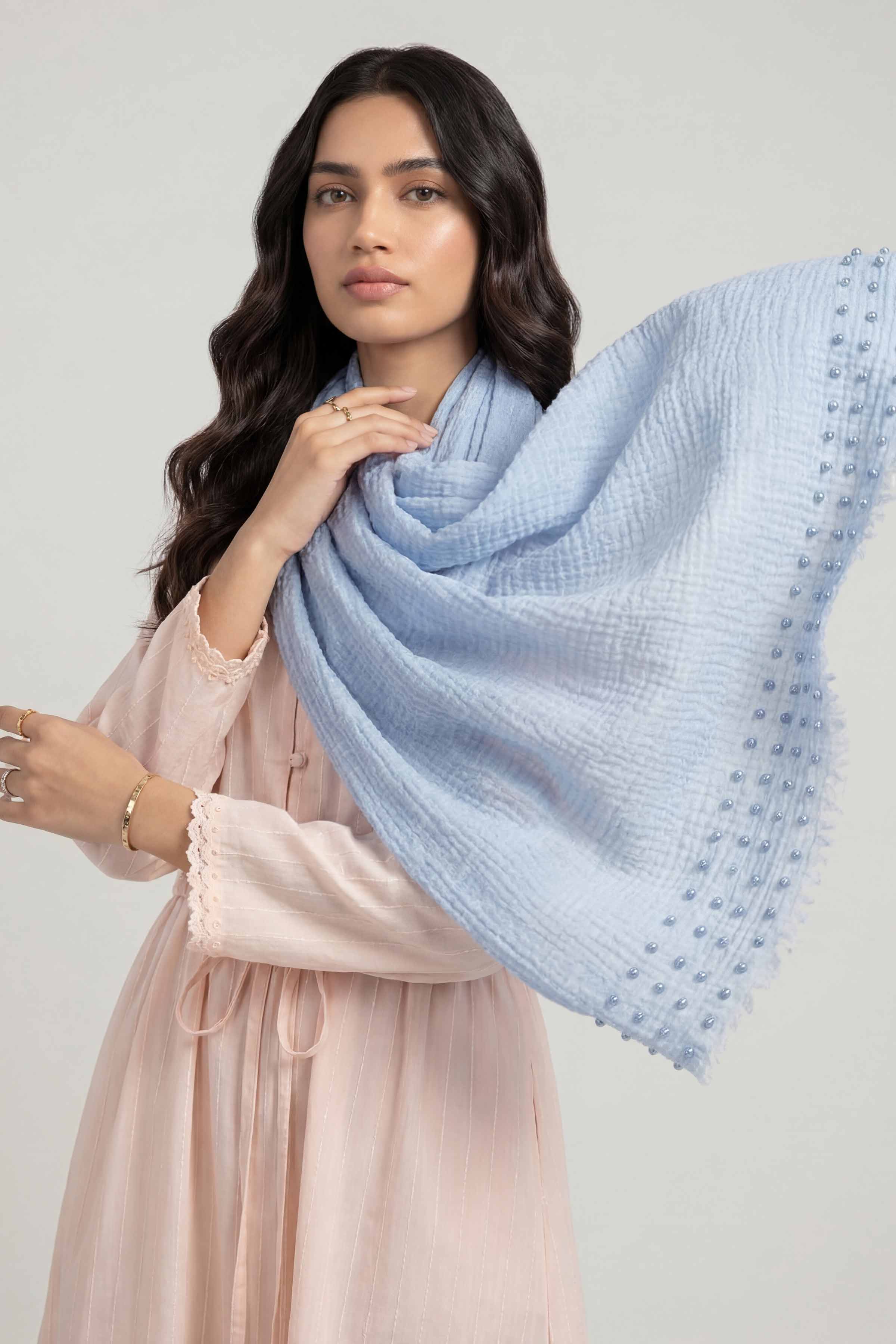 Blue Women Scarf - 447362108