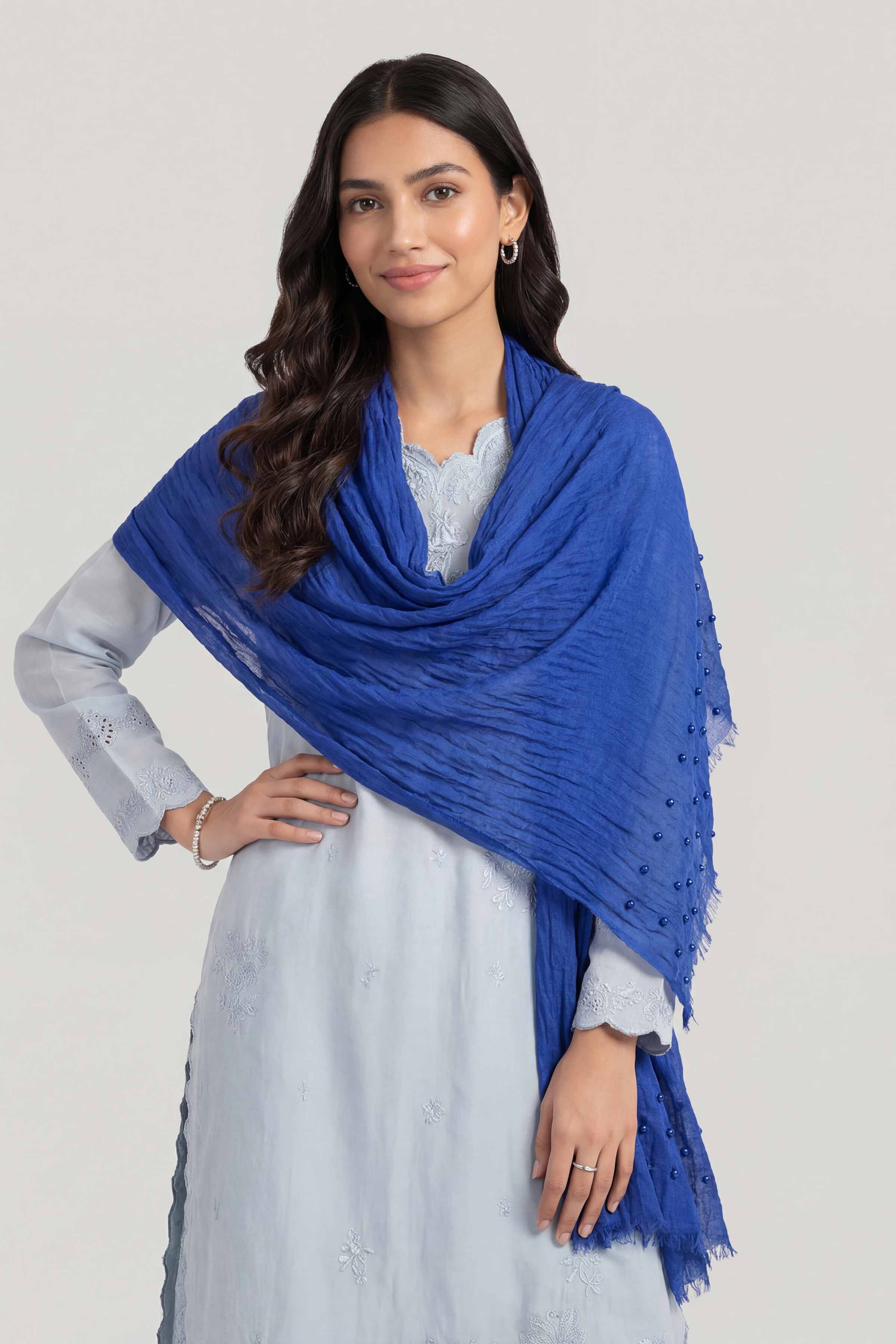 Blue Women Scarf - 447372108