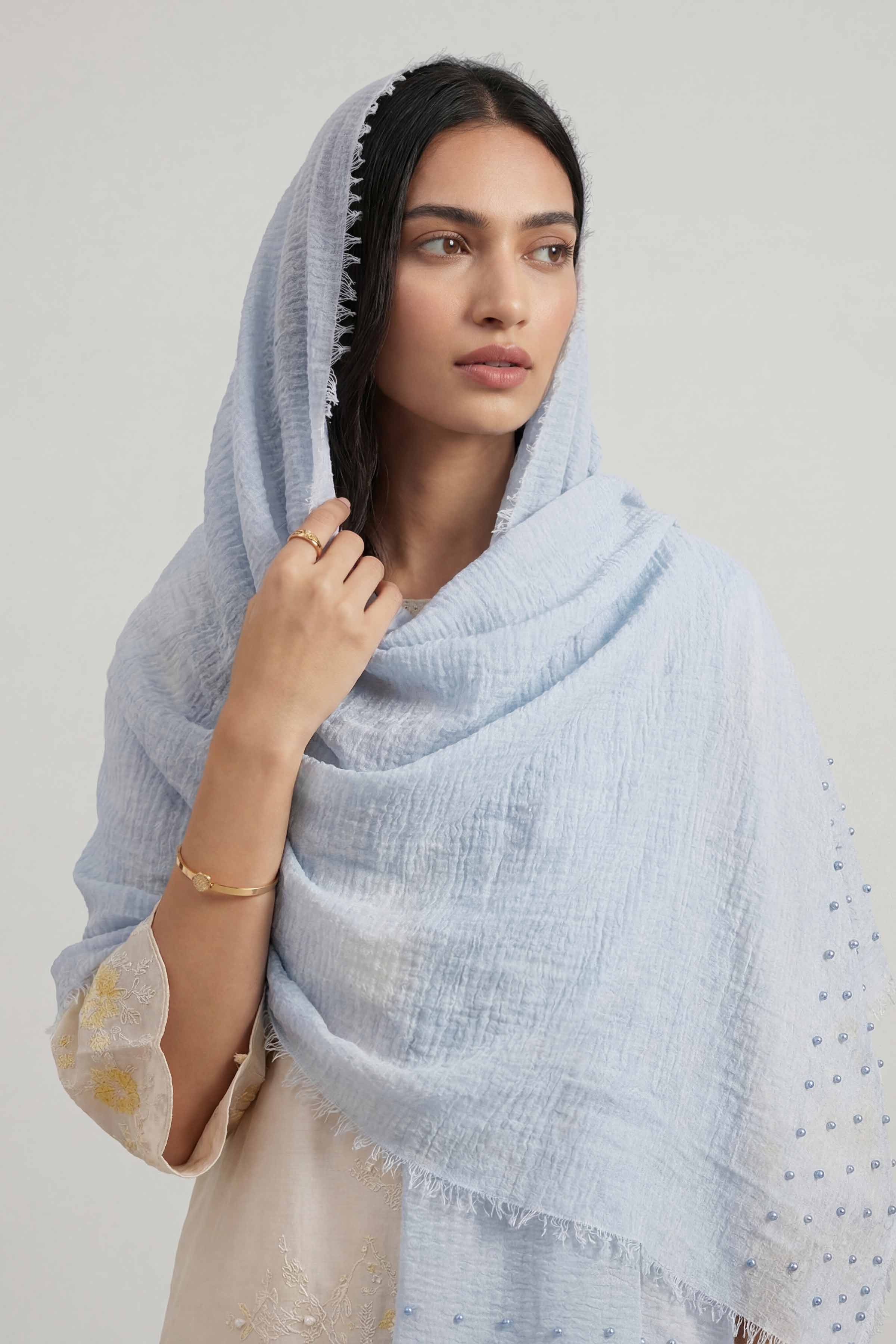 Light Blue Women Scarf - 447372110