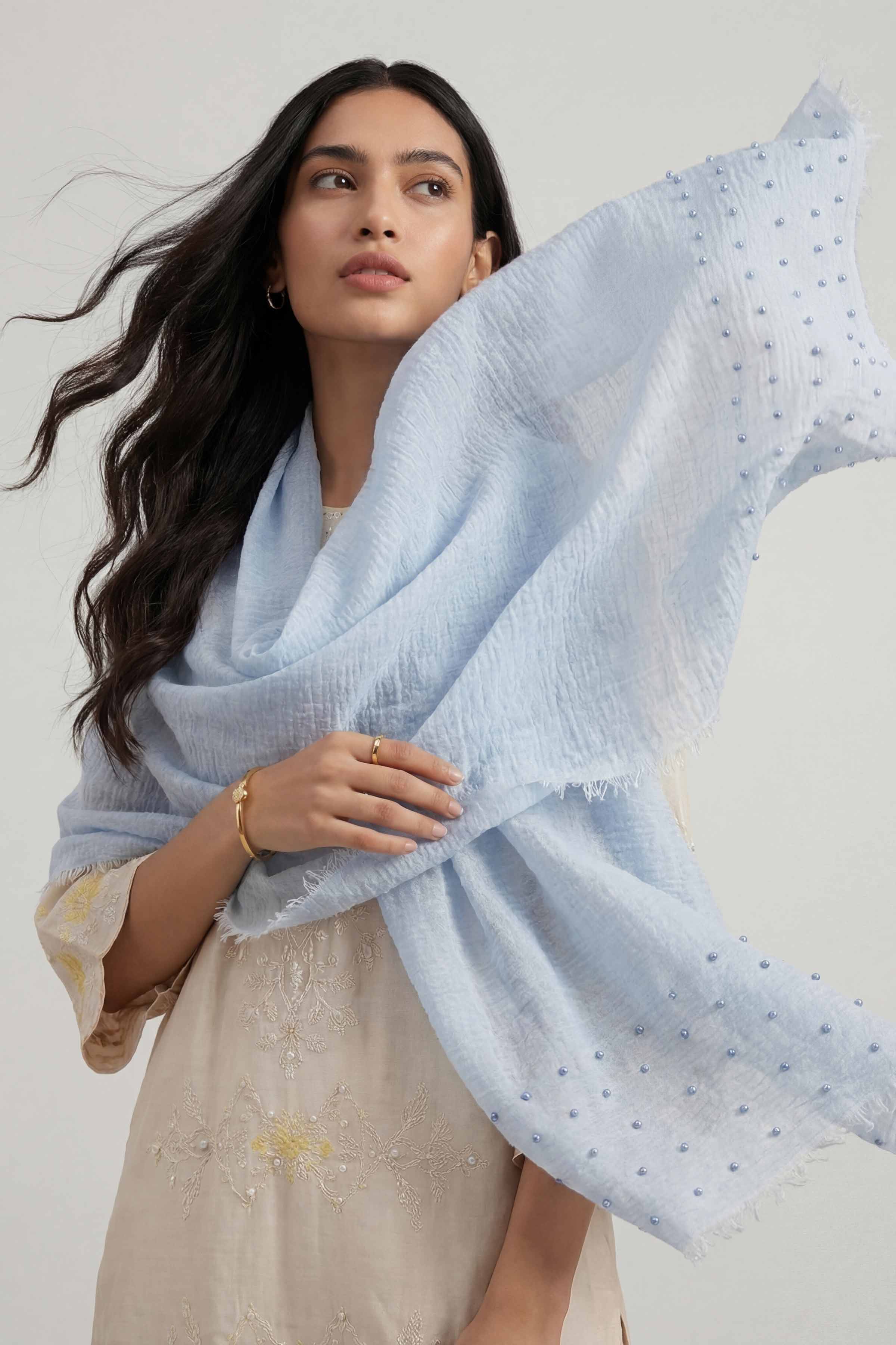 Light Blue Women Scarf - 447372110