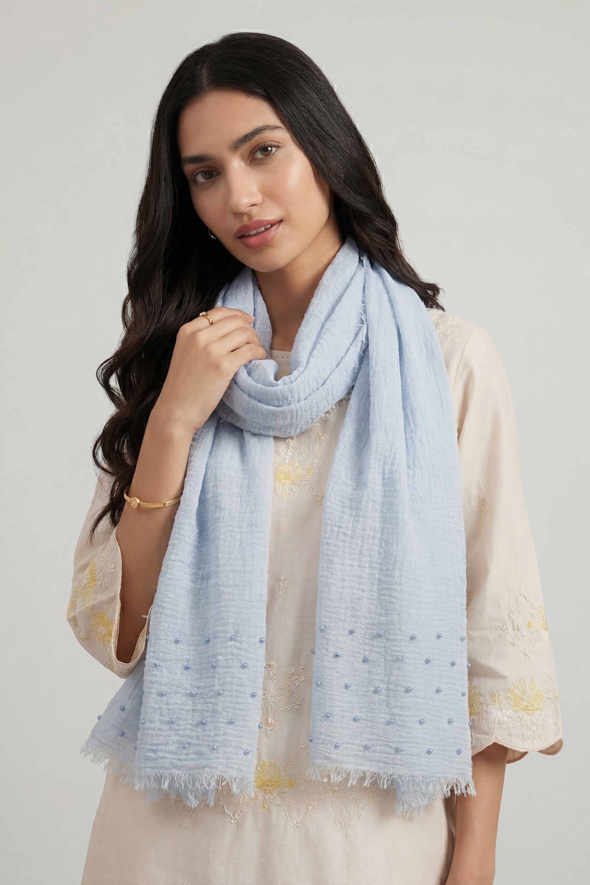 Light Blue Women Scarf - 447372110