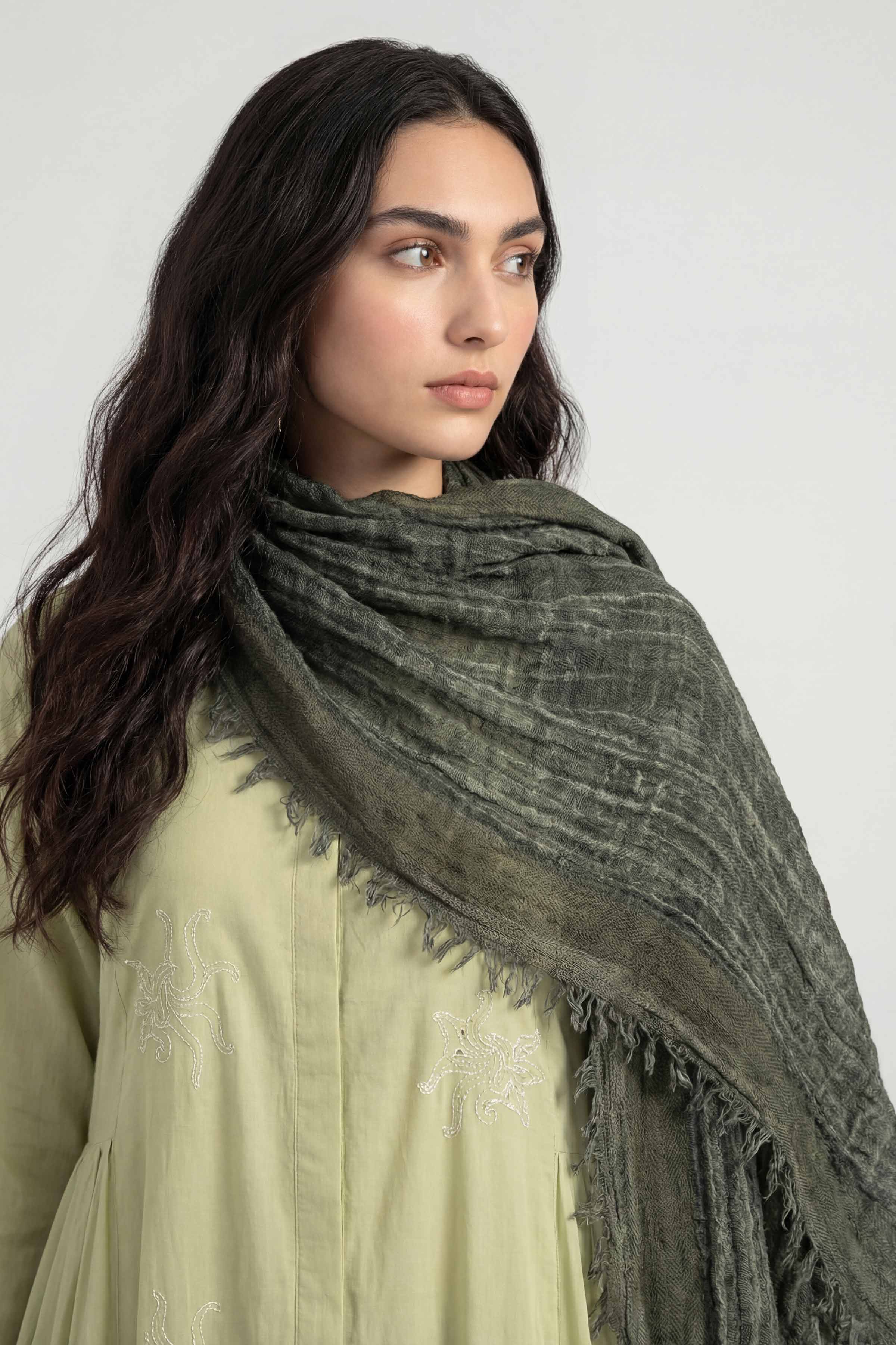 Dark Green Women Scarf - 447432104