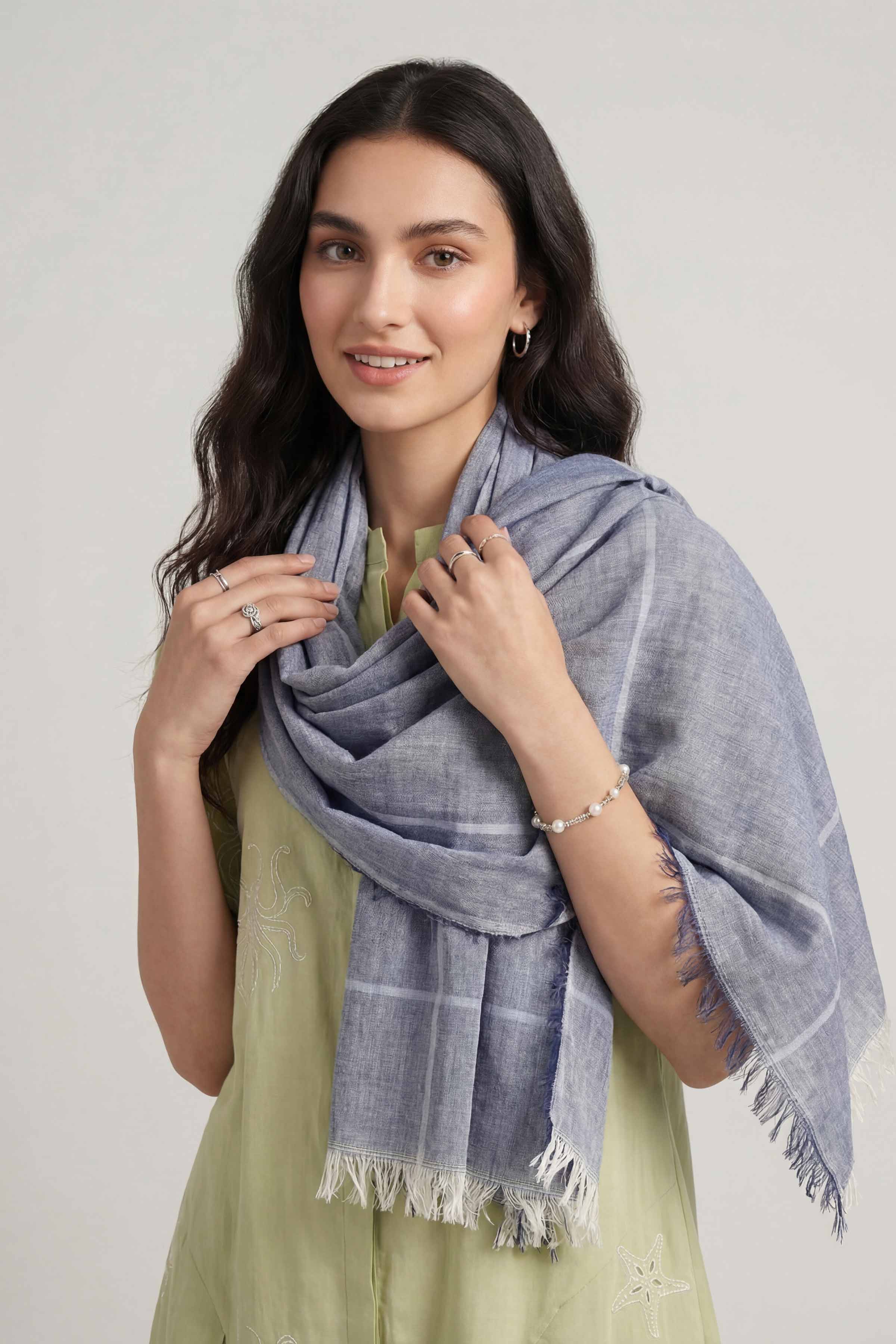 Blue Women Scarf - 447472108