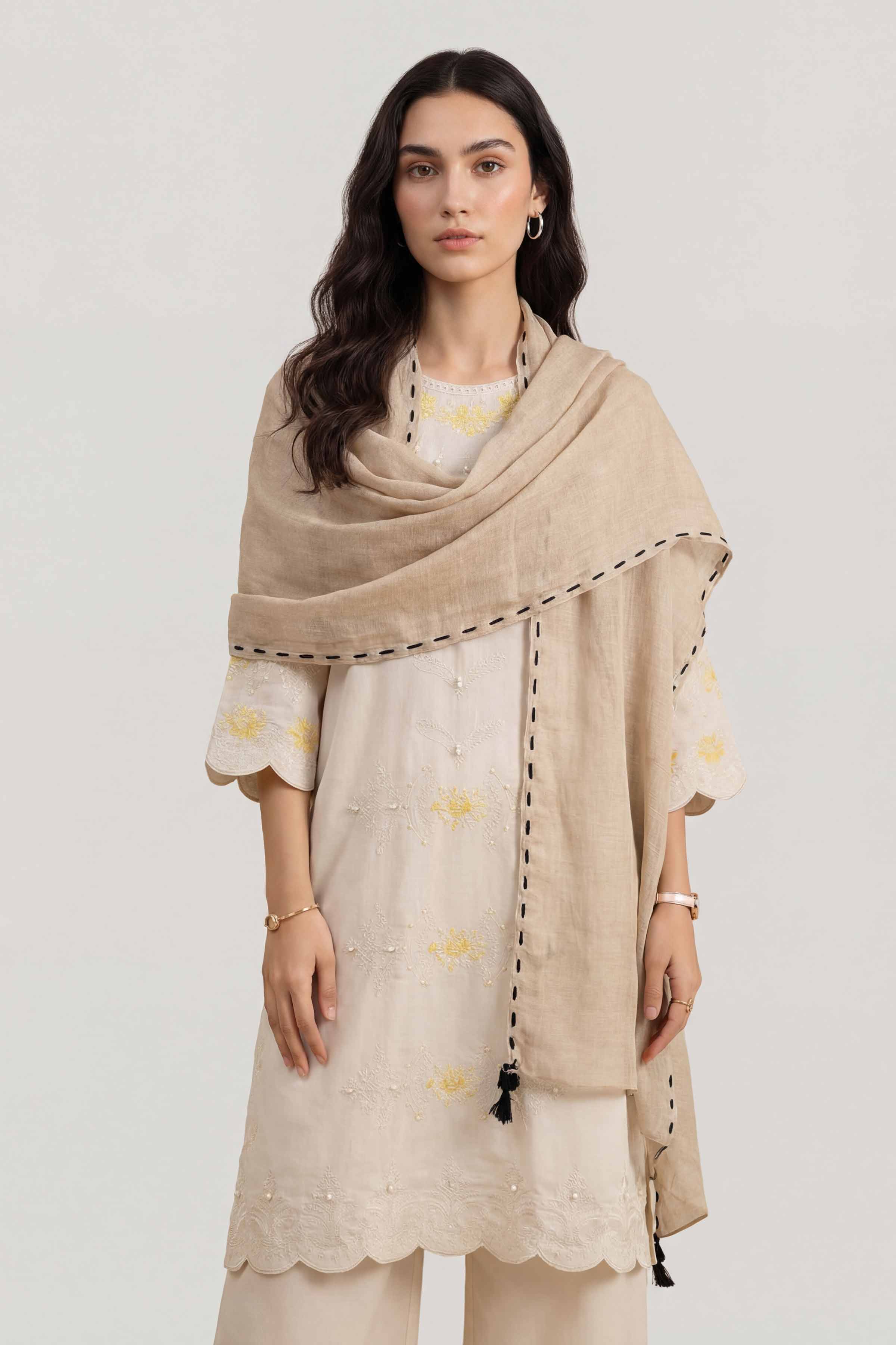 Beige Women Scarf - 447482118