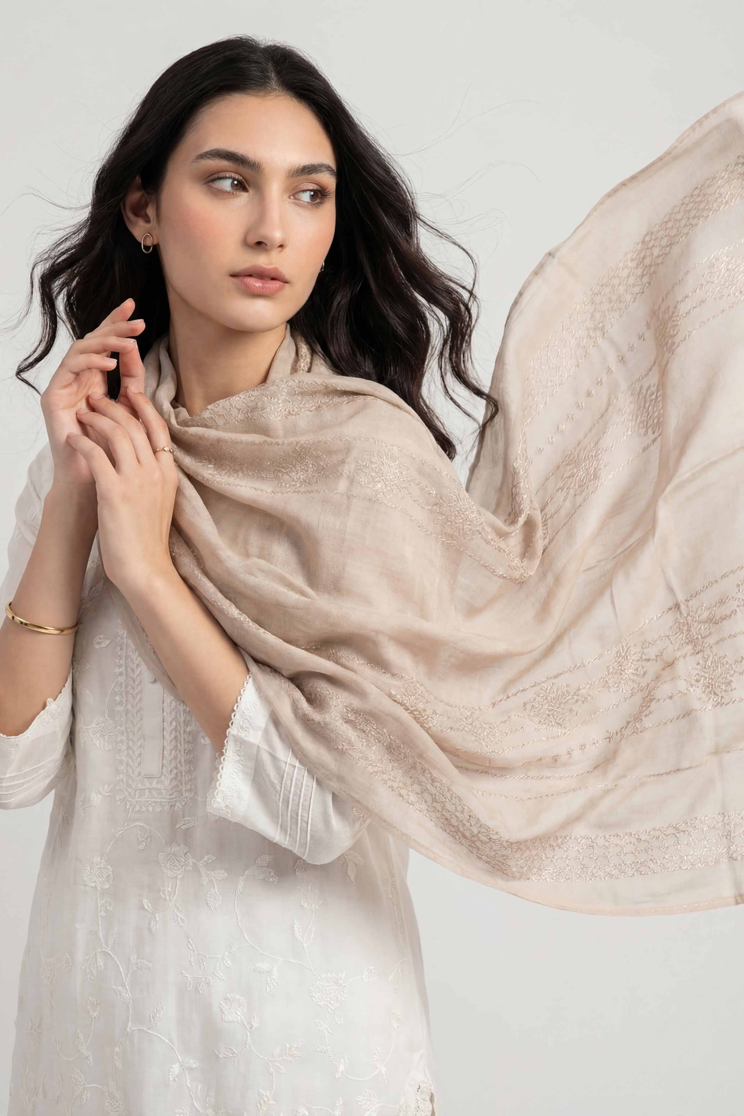 Beige Women Scarf - 447492118