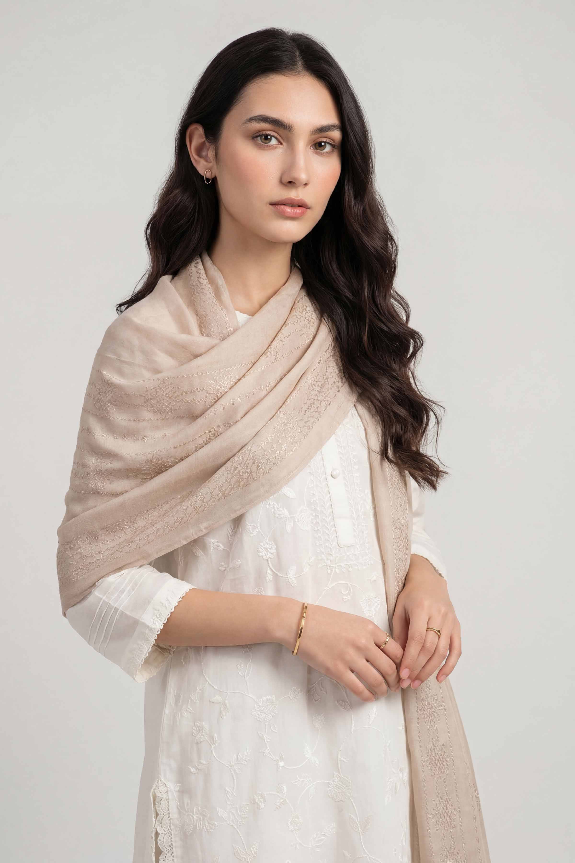 Beige Women Scarf - 447492118