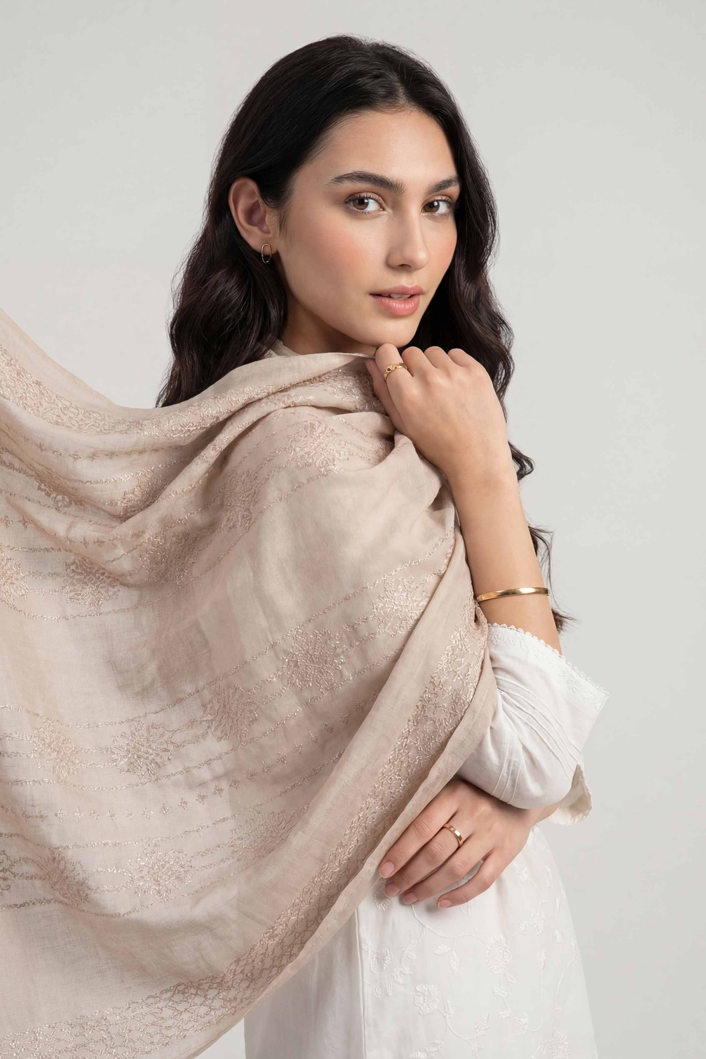 Beige Women Scarf - 447492118