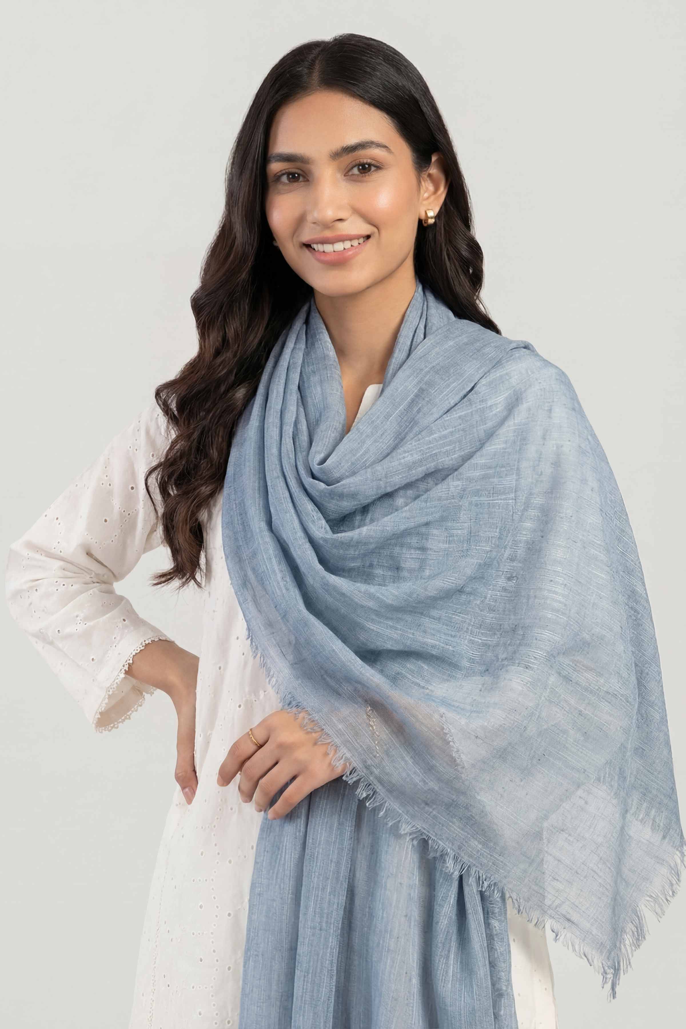 Light Blue Women Scarf - 447522108