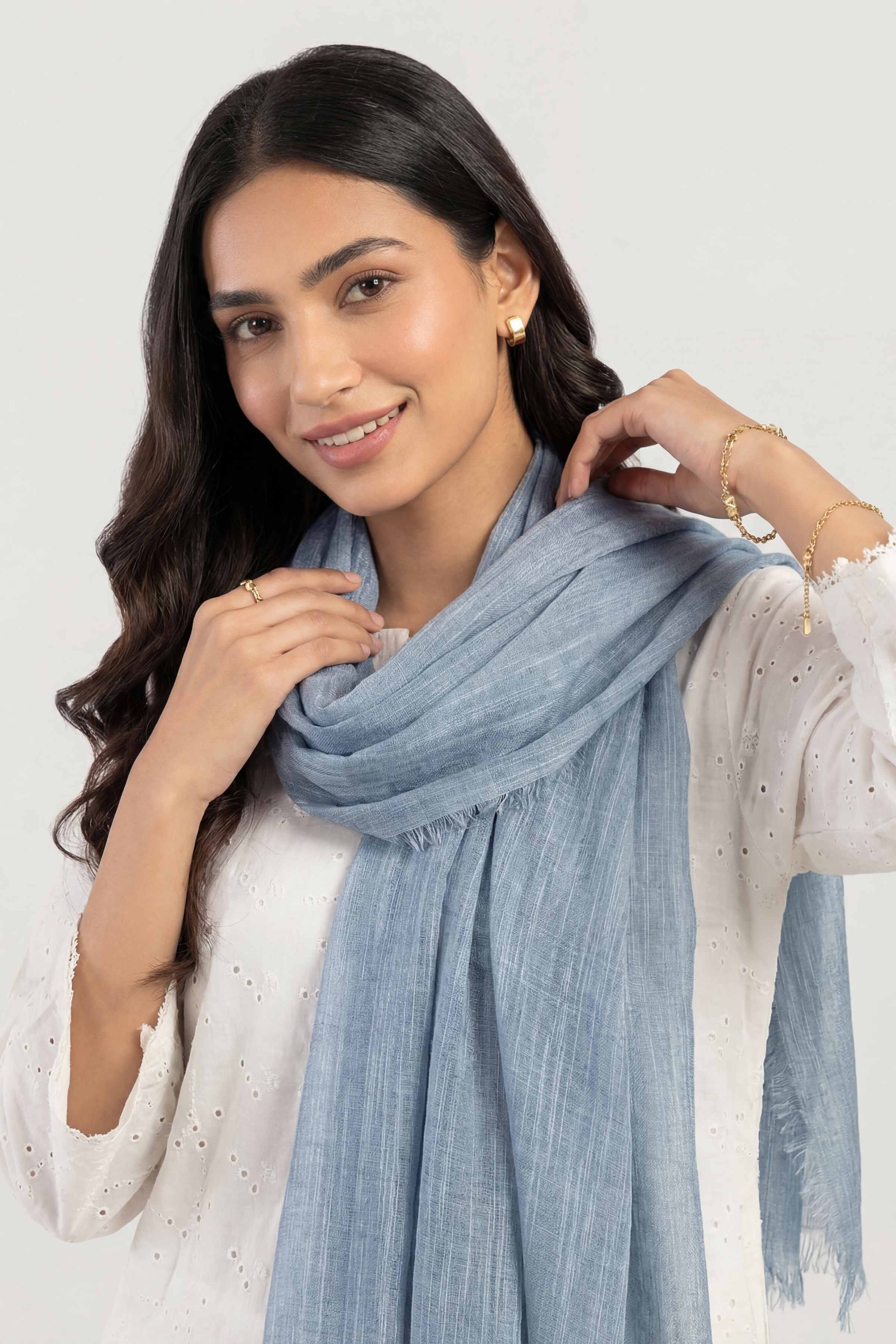 Light Blue Women Scarf - 447522108