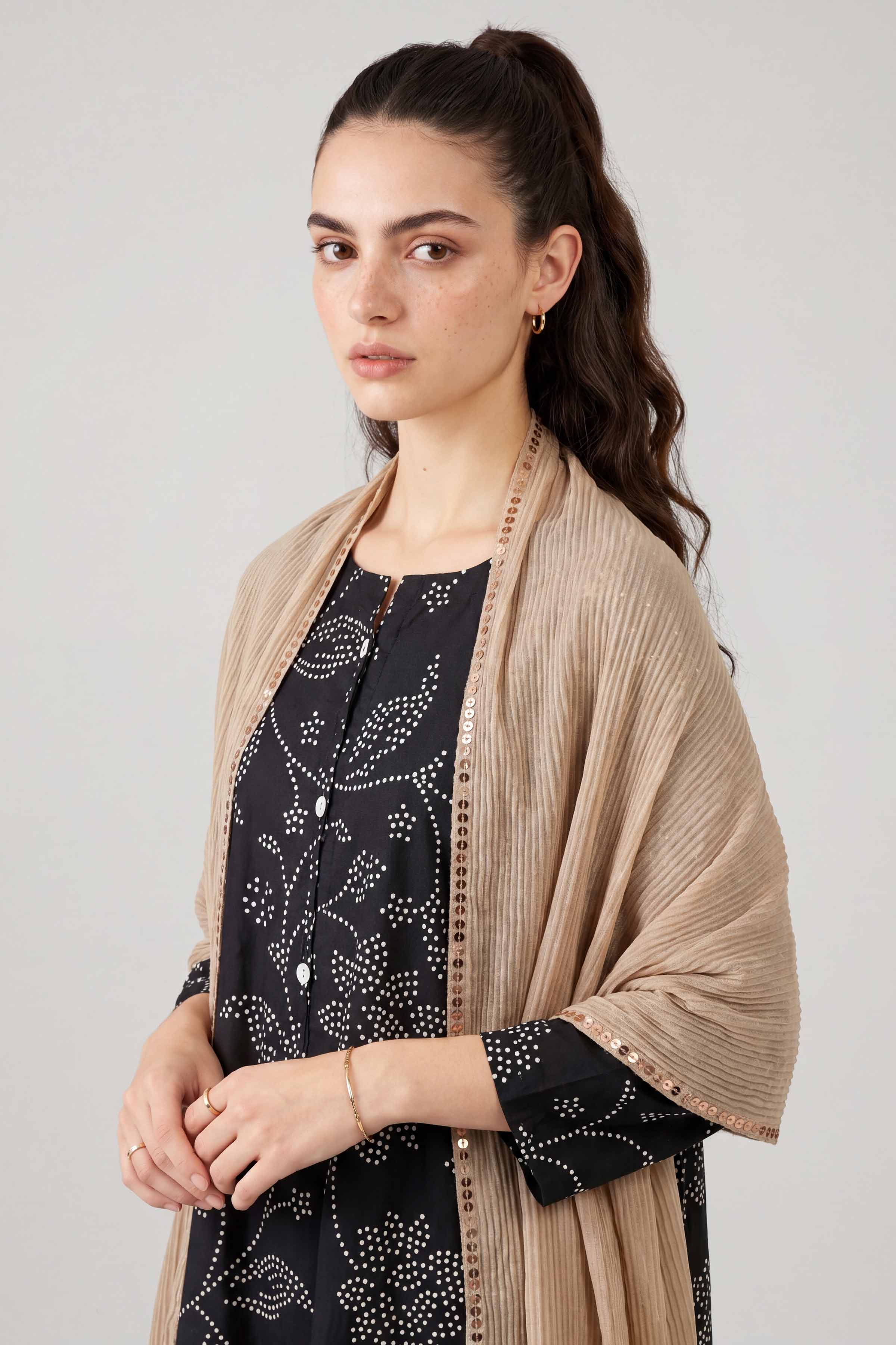 Beige Women Scarf - 447542118