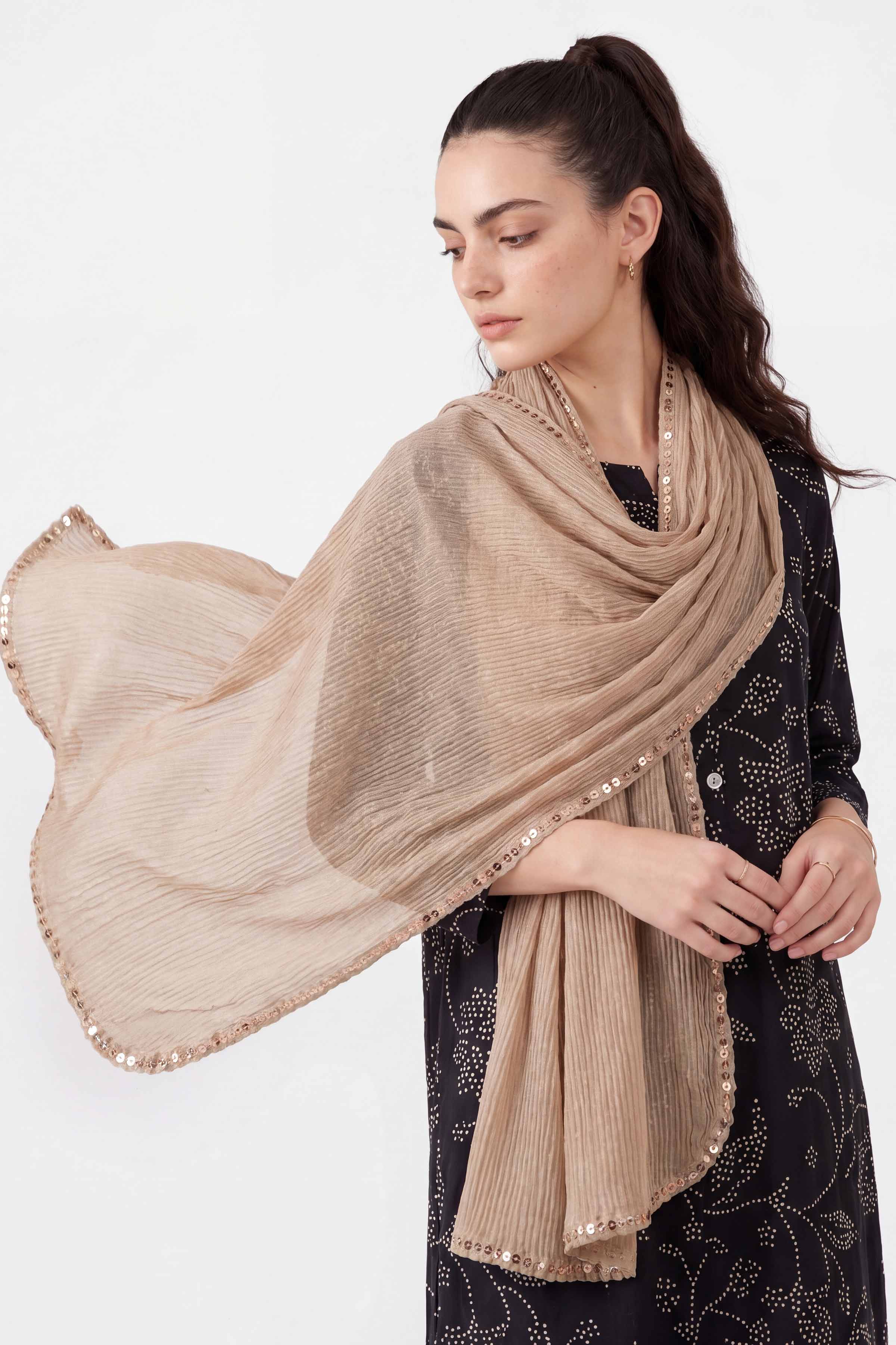 Beige Women Scarf - 447542118