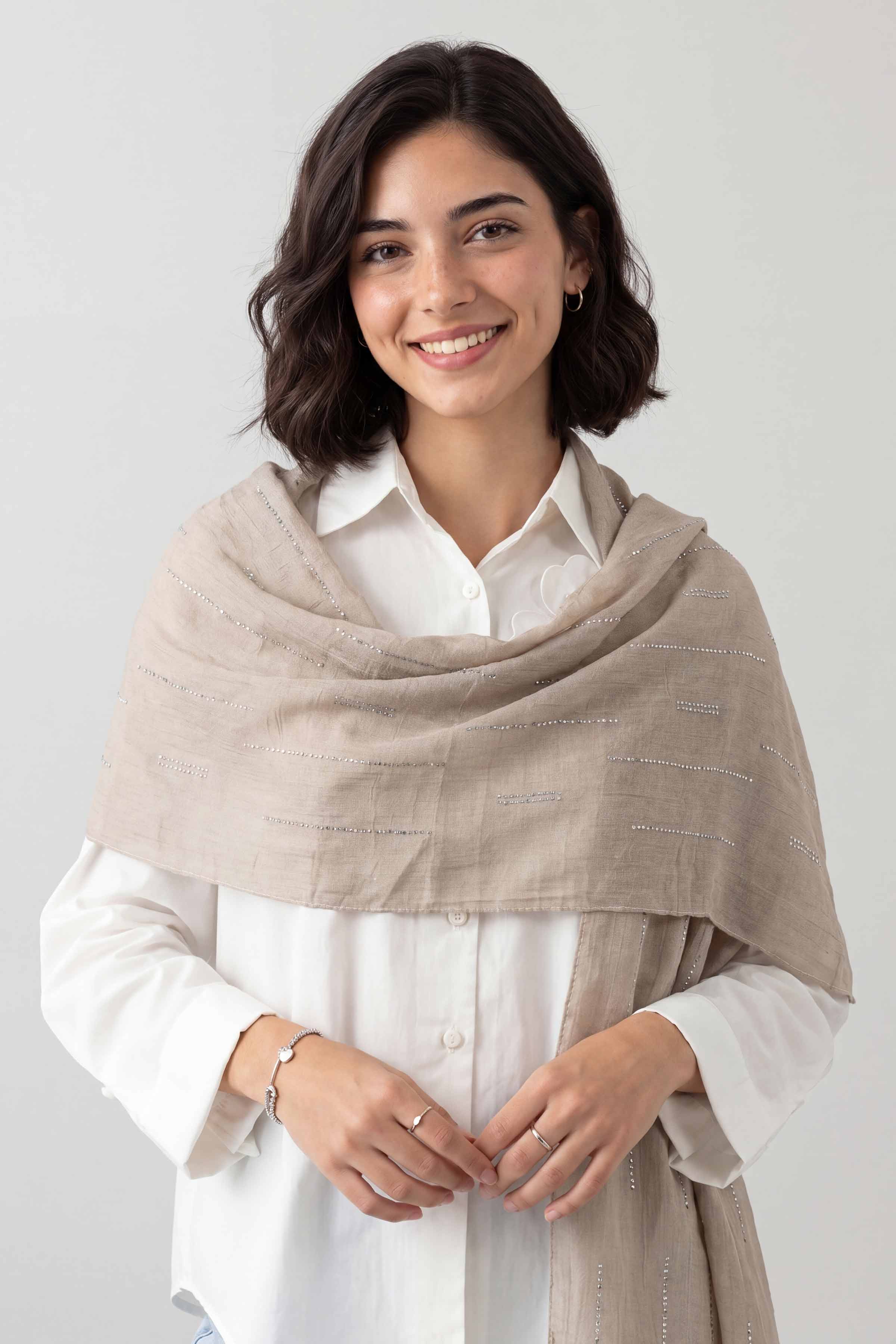 Beige Women Scarf - 447562118