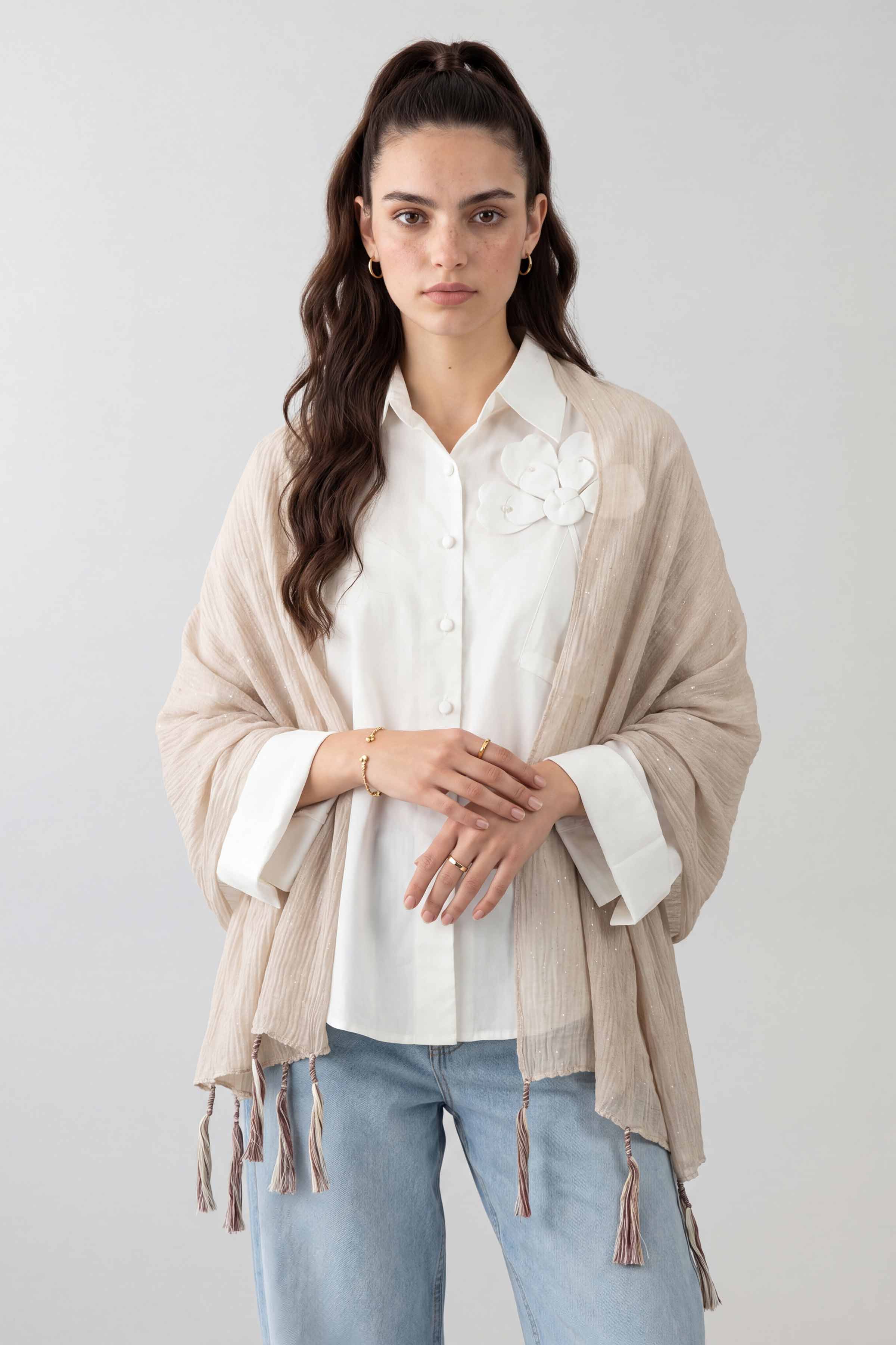 Beige Women Scarf - 447592118