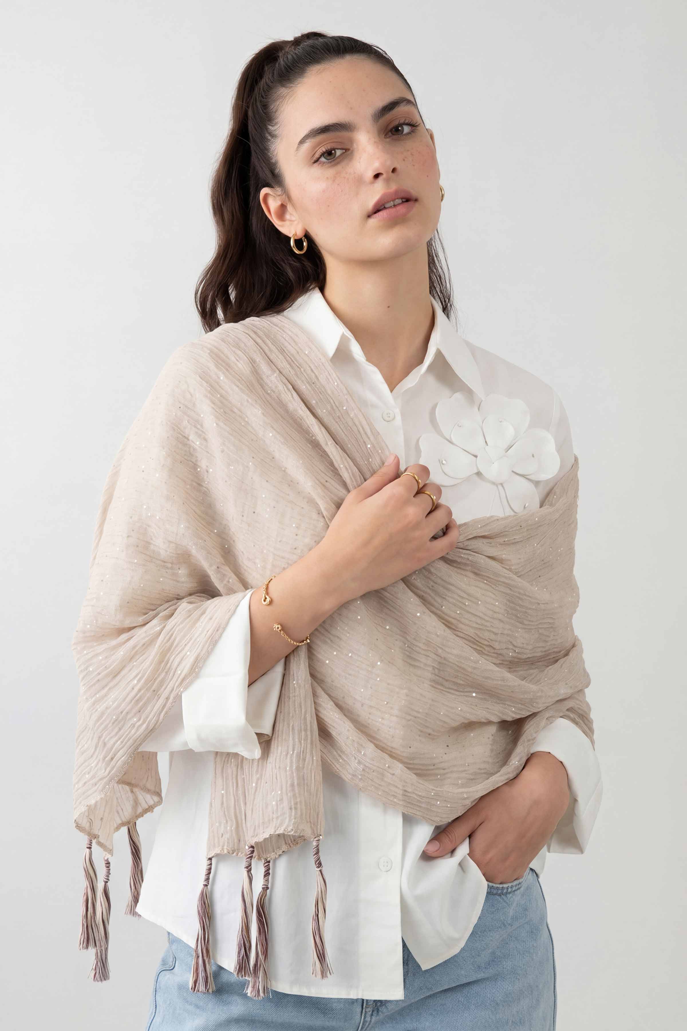 Beige Women Scarf - 447592118