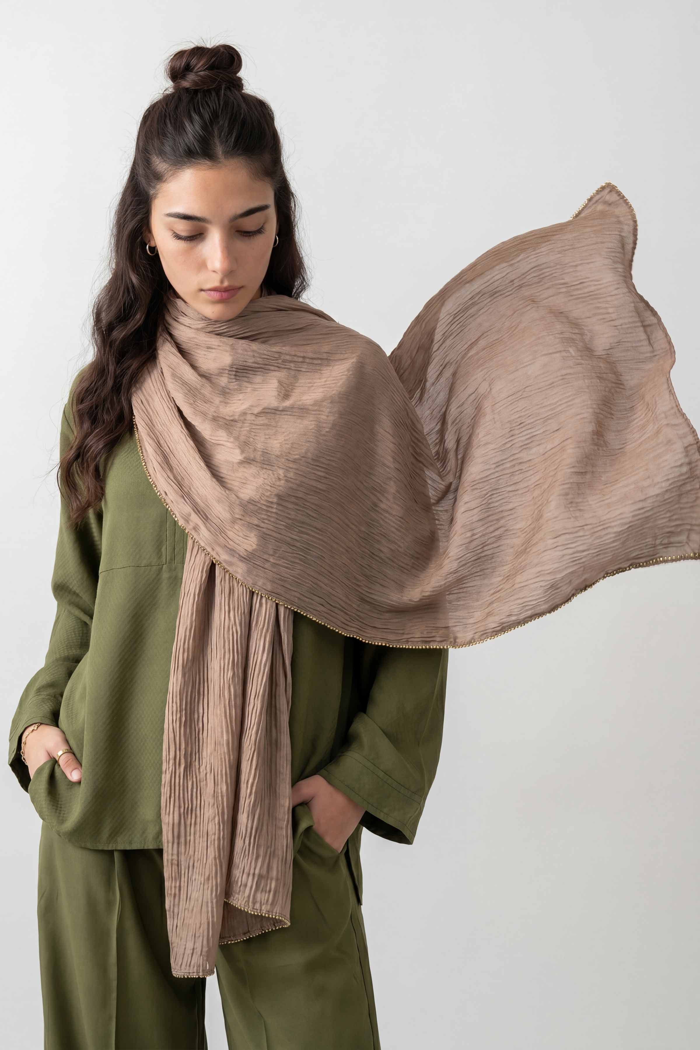 Tan Women Scarf - 447642126