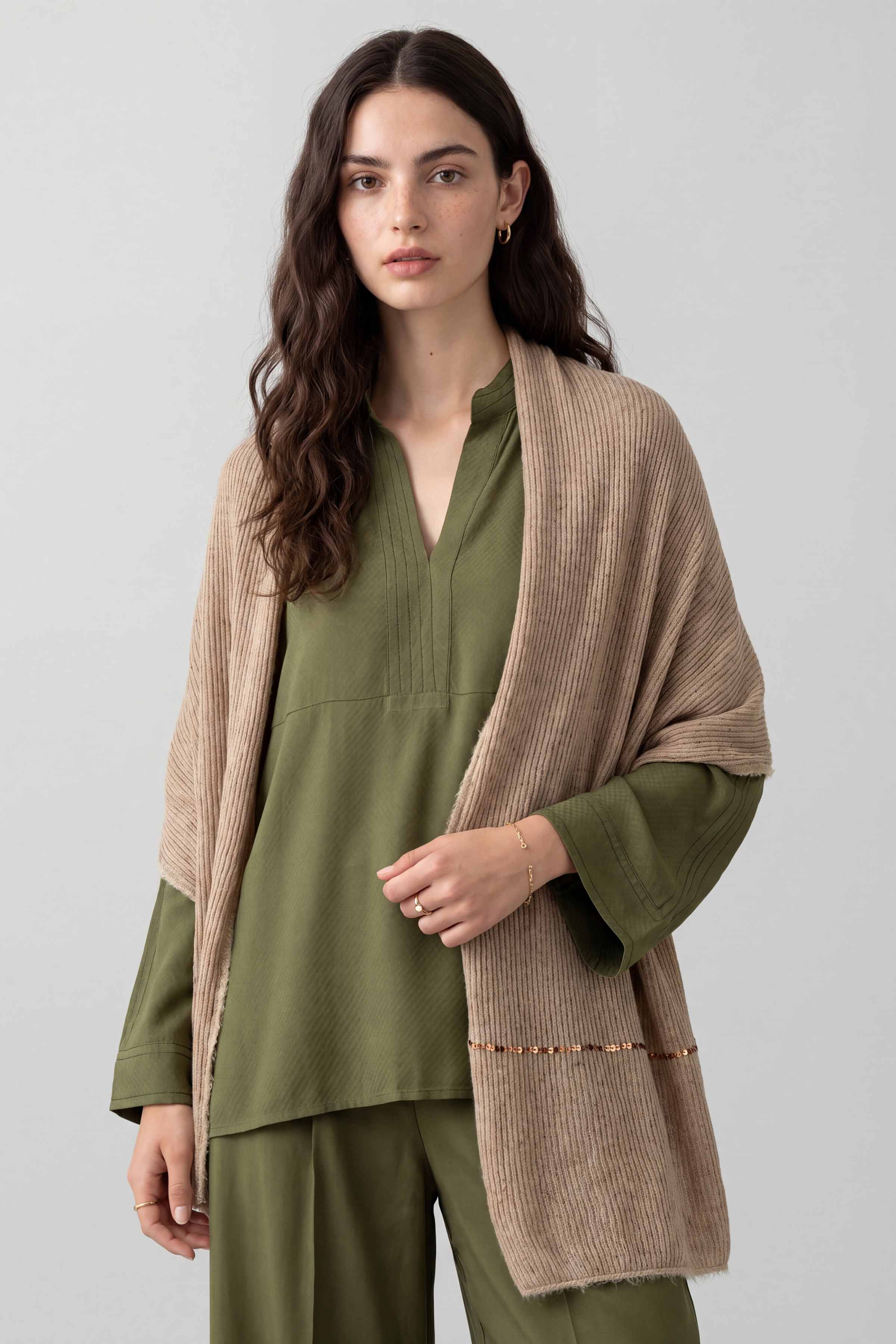 Beige Women Scarf - 447662118