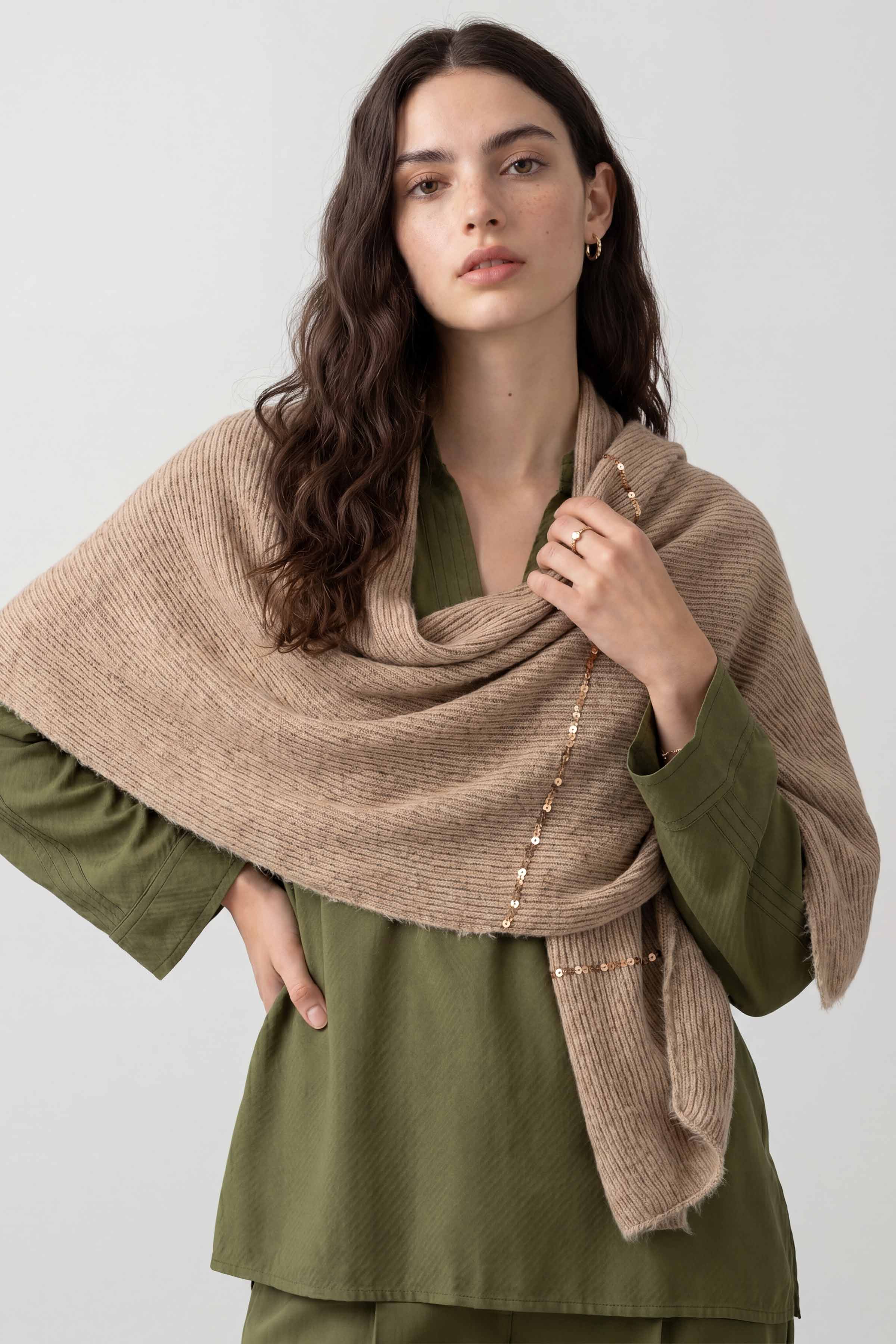 Beige Women Scarf - 447662118
