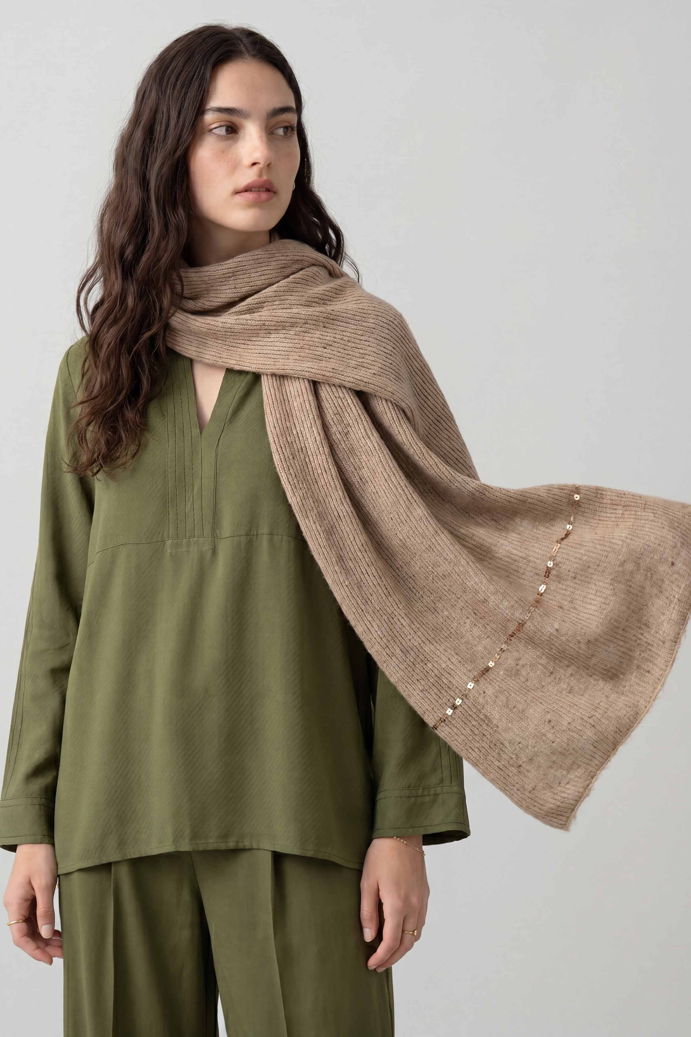 Beige Women Scarf - 447662118