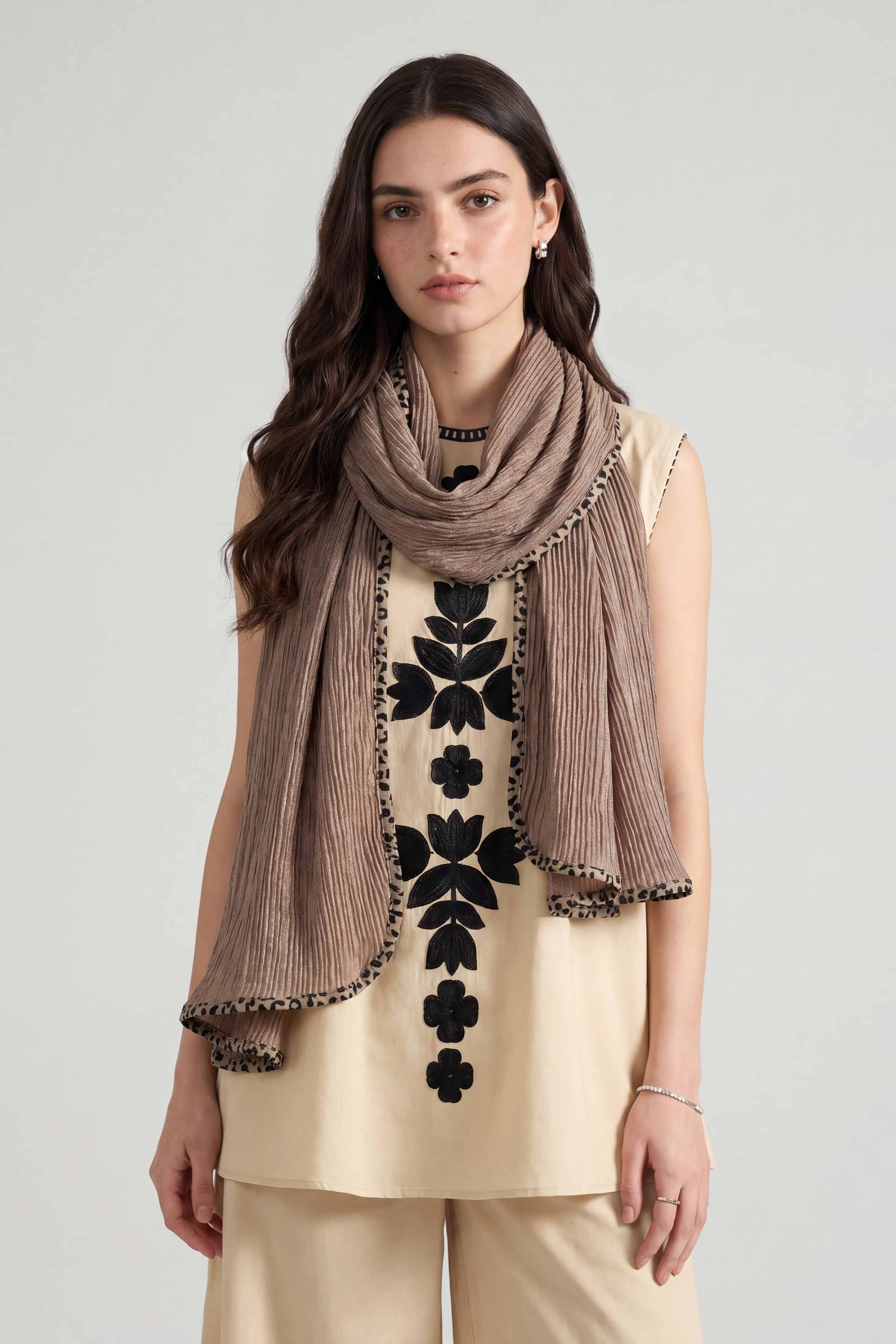 Beige Women Scarf - 447672118