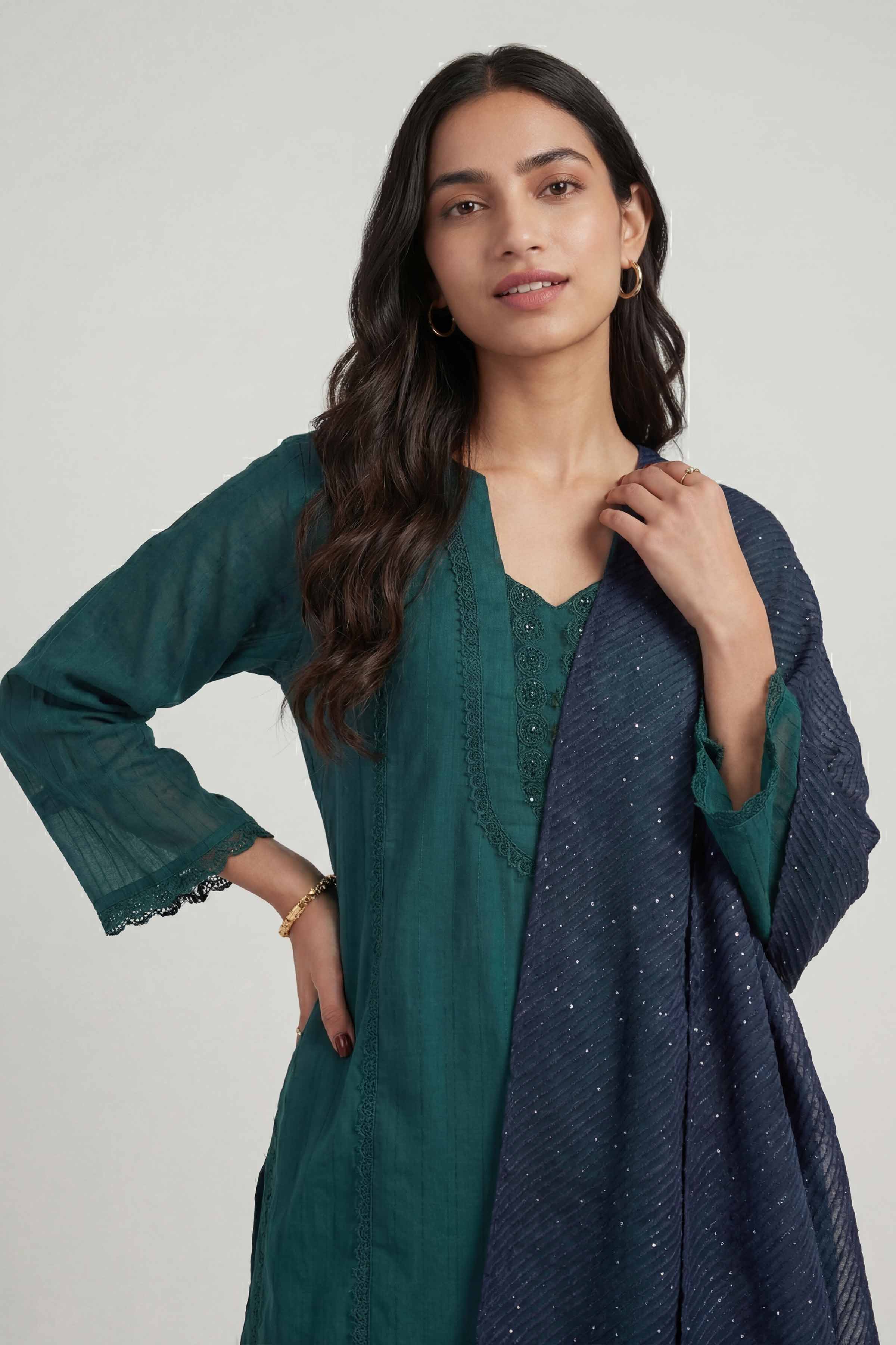 Dark Green Women Scarf - 447842104
