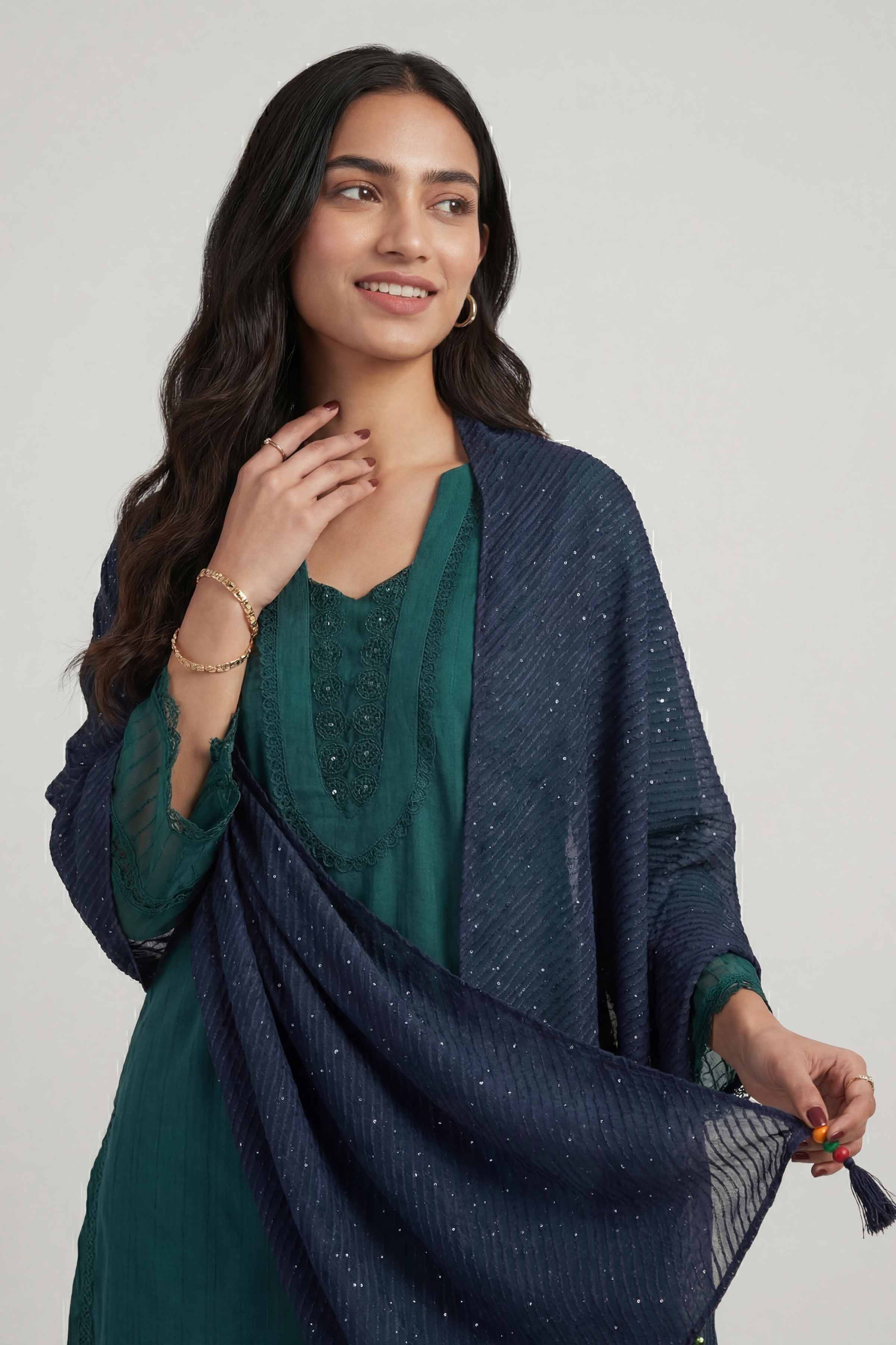 Dark Green Women Scarf - 447842104