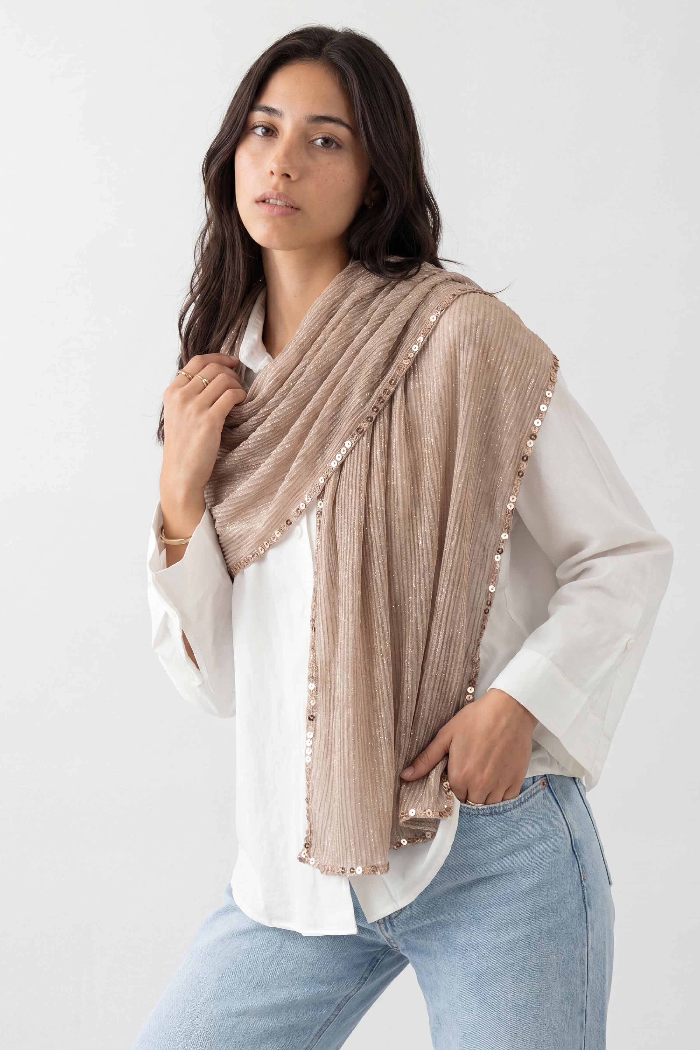 Beige Women Scarf - 447872118