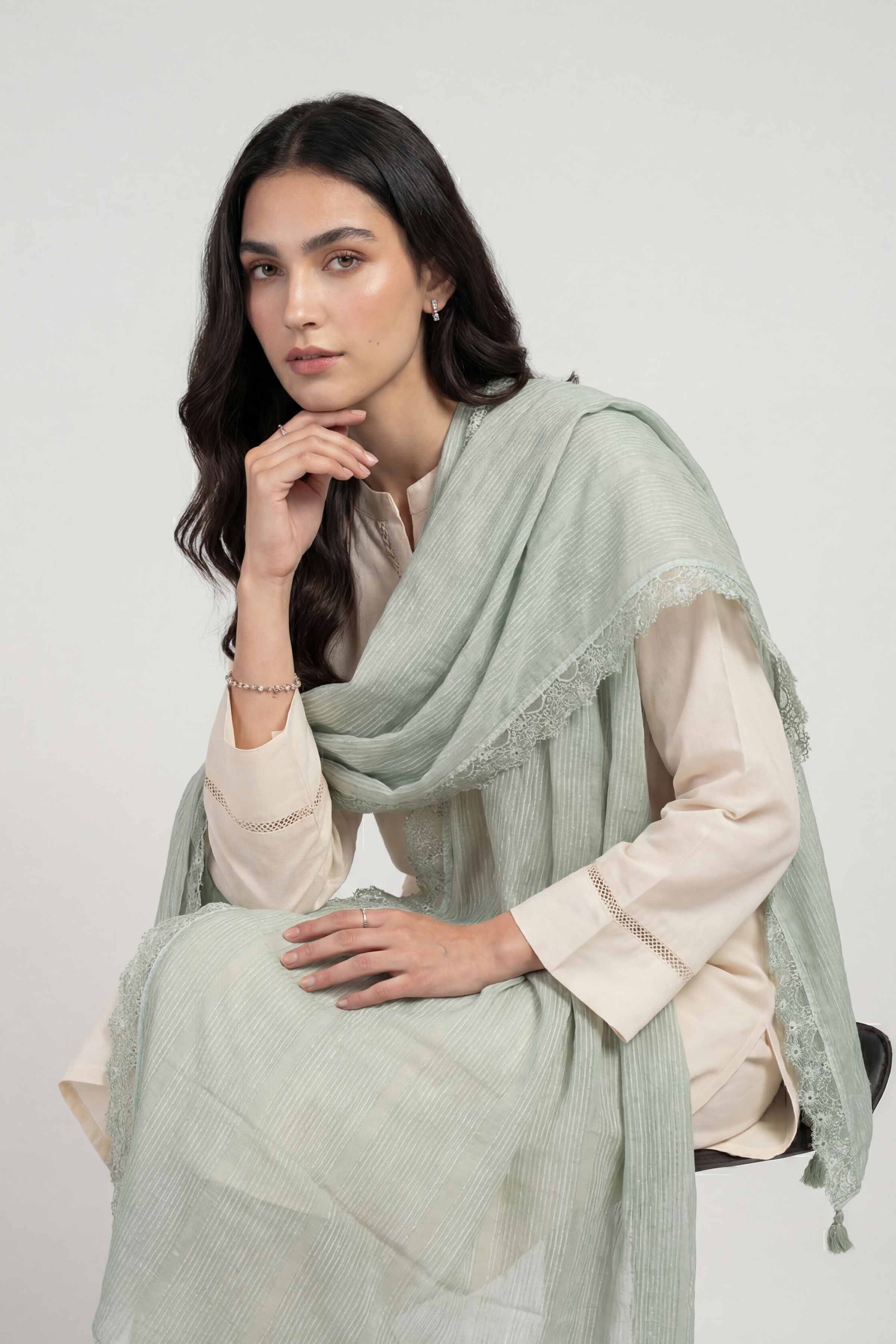 Light Green Women Scarf - 72070973