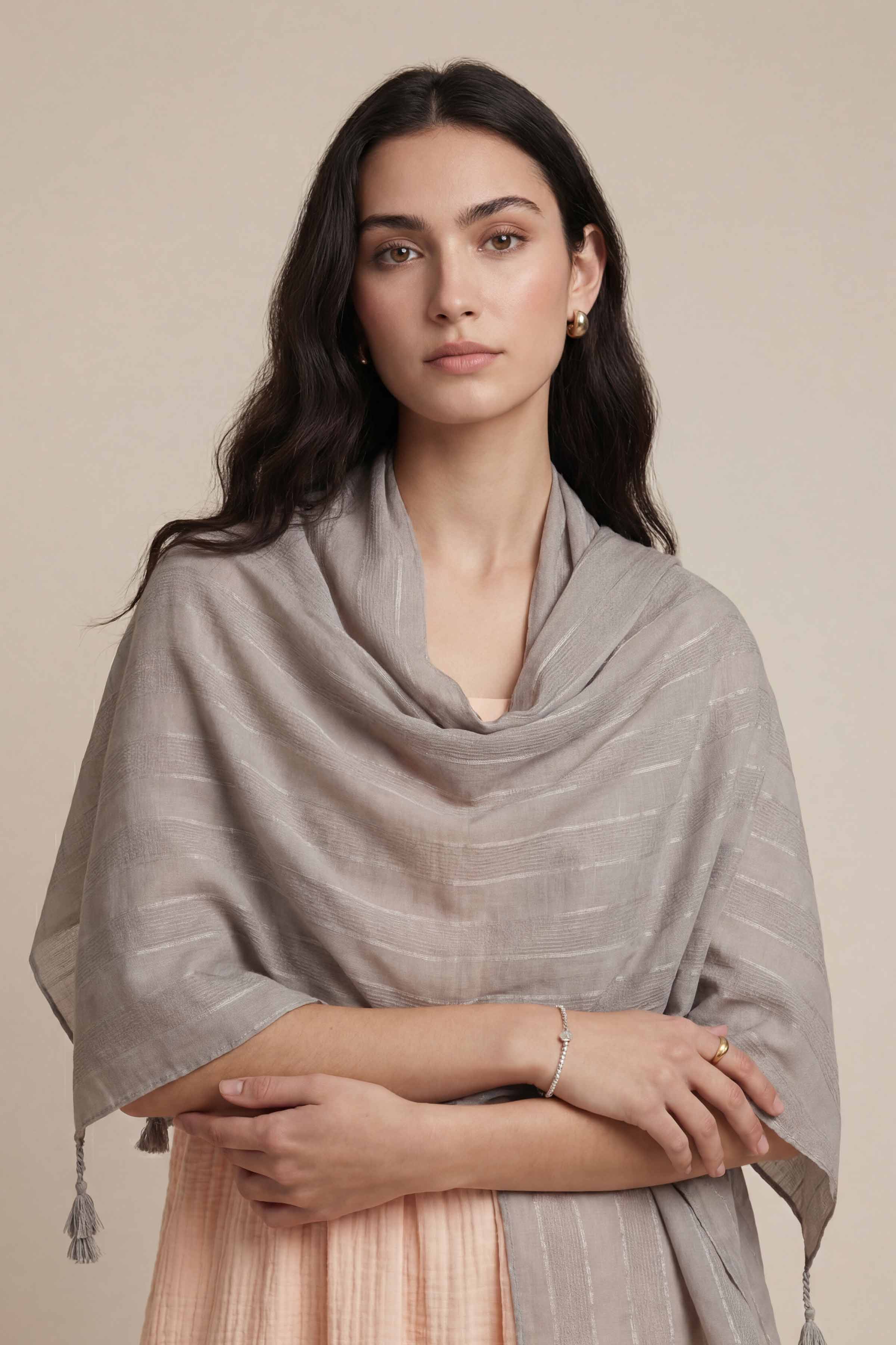 Grey Women Scarf - 72070976