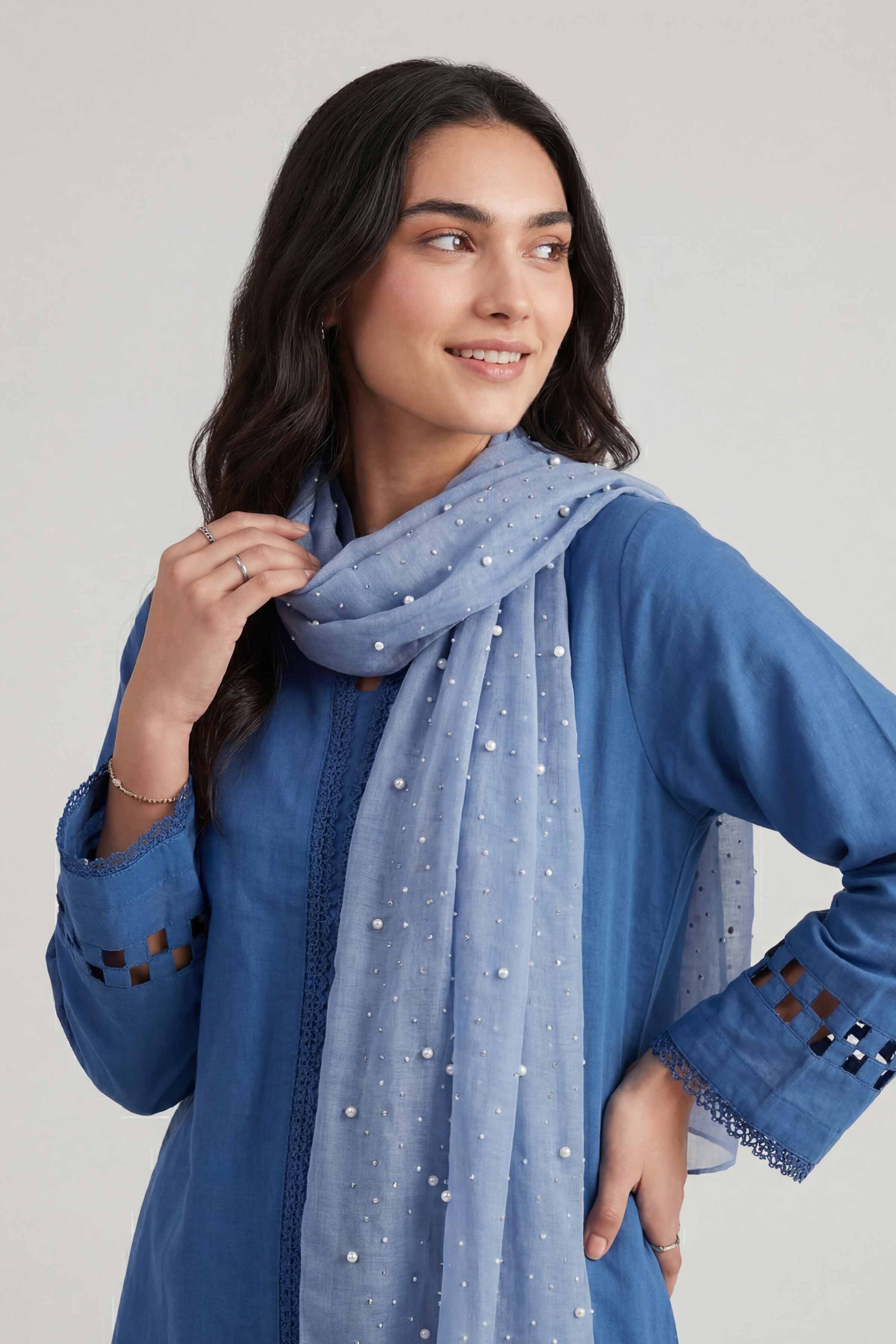 Blue Women Scarf - 72070986