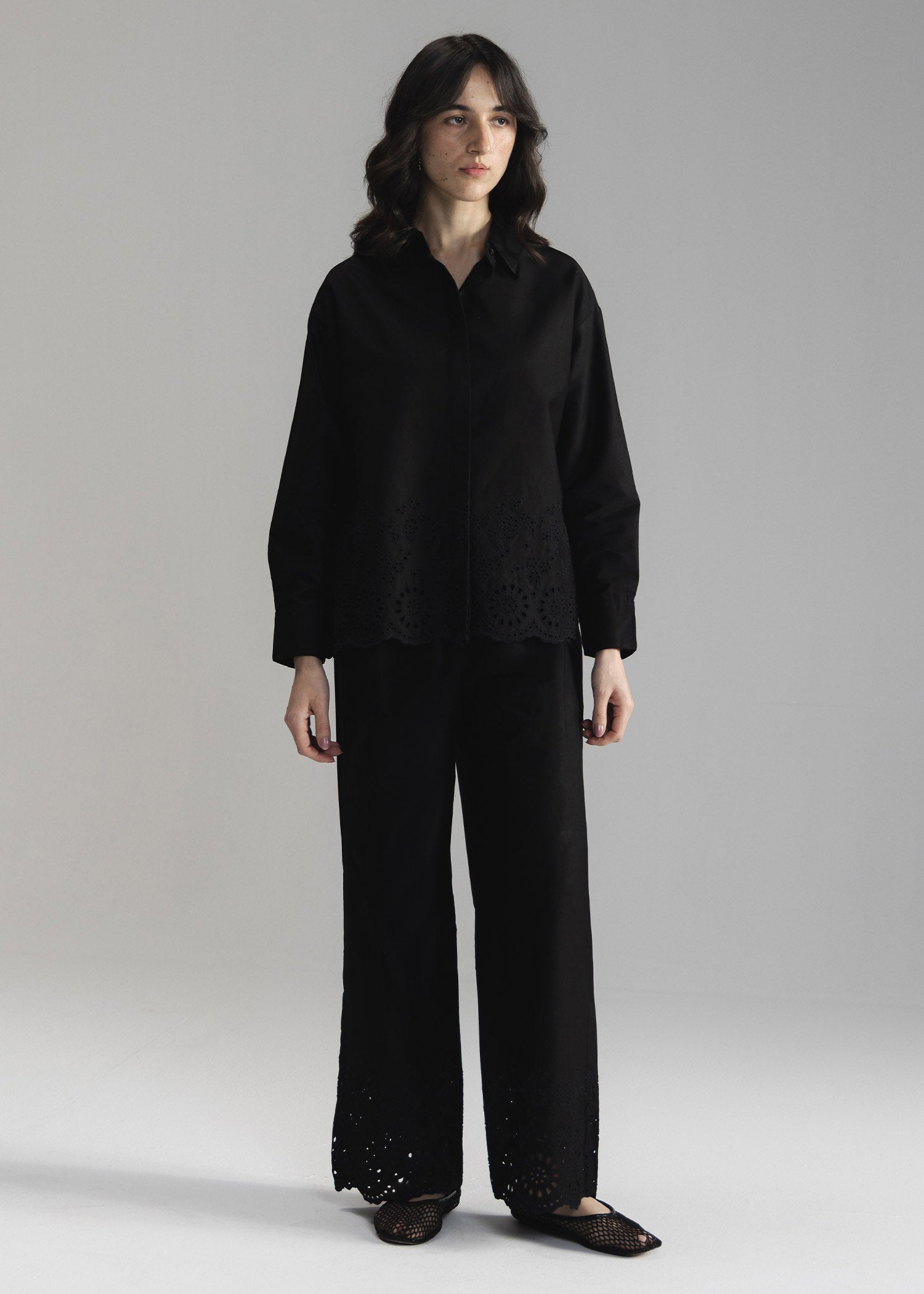Schiffli Wide Leg Pant- WS26-25
