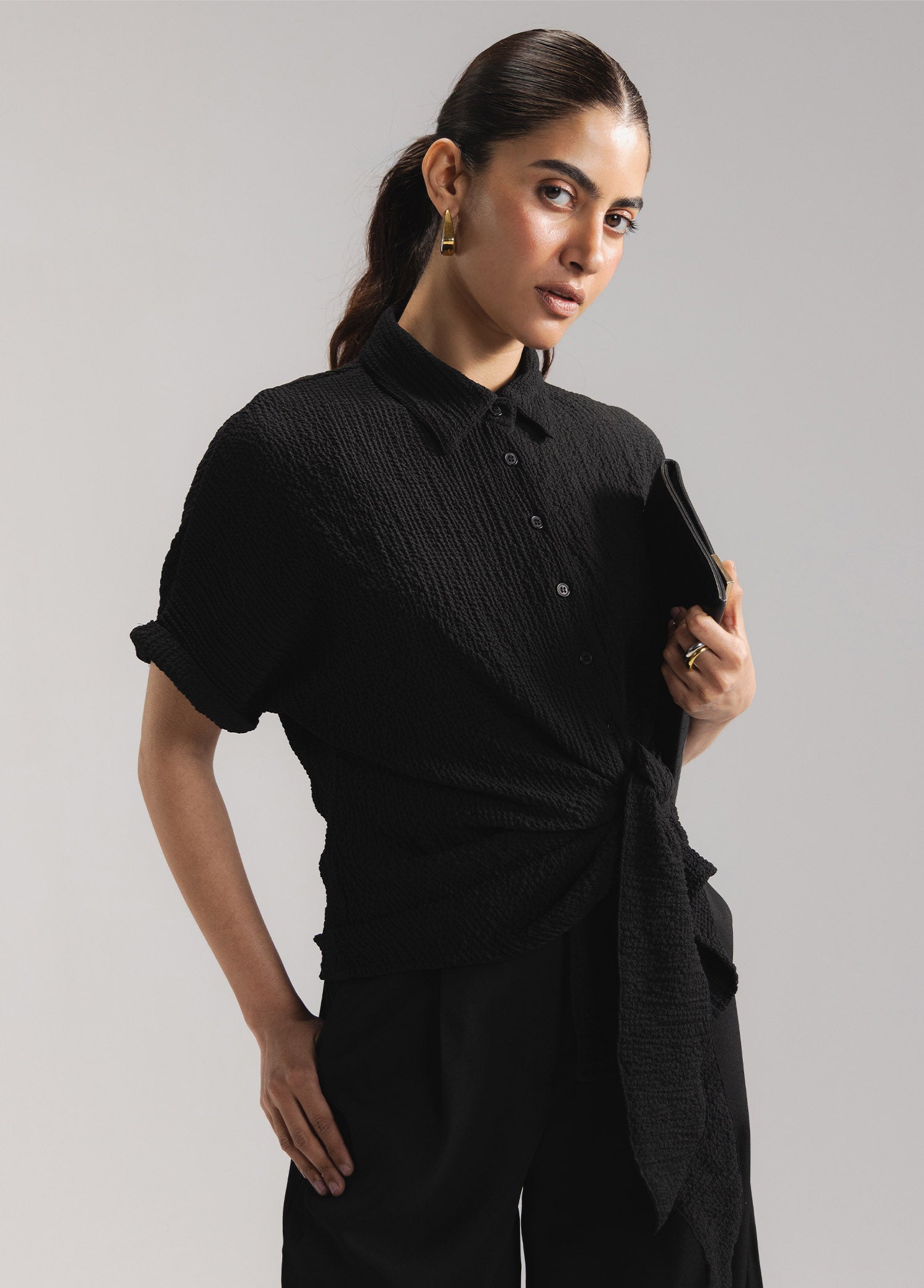 Loose Tie-Front Shirt- WS26-155