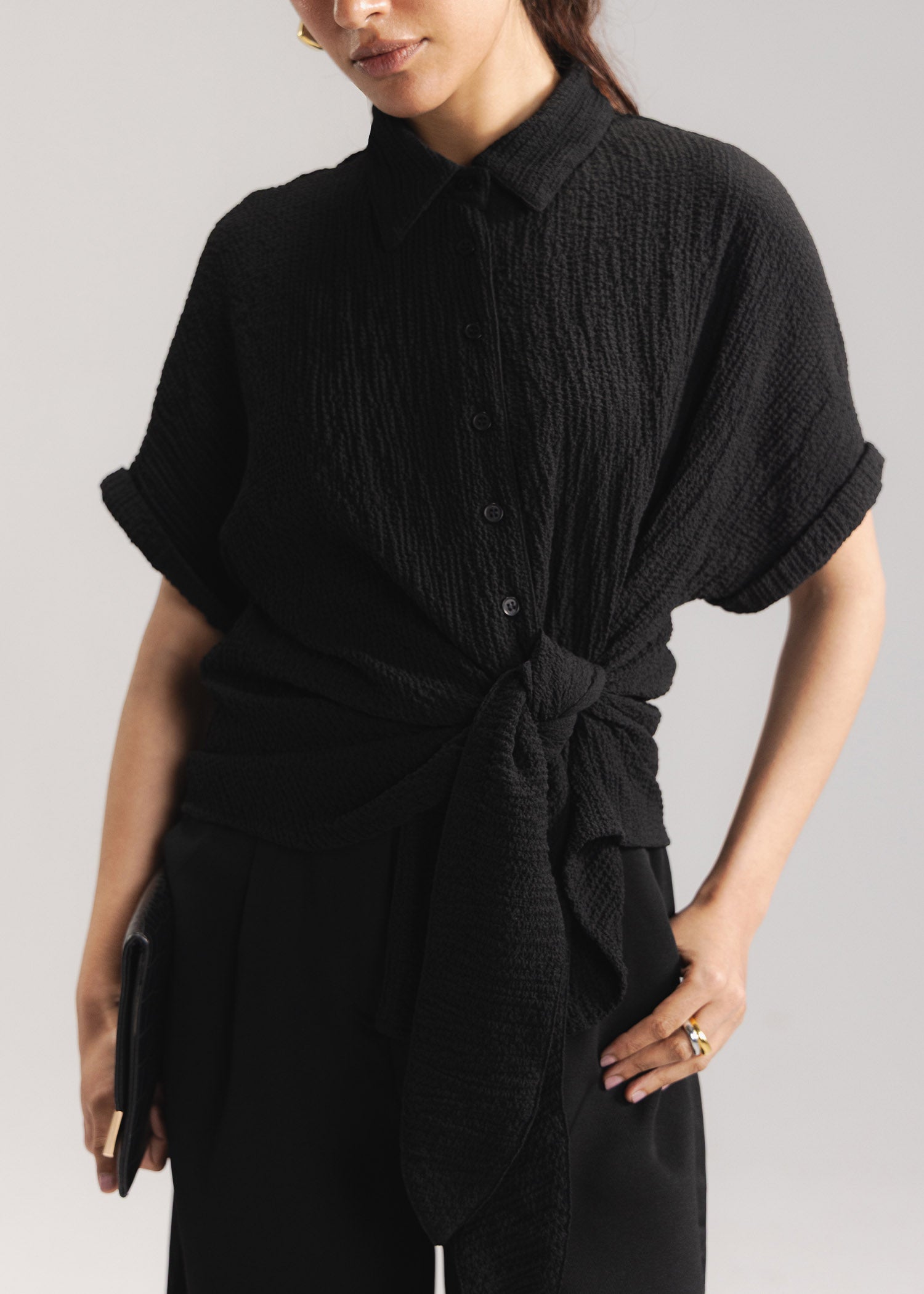 Loose Tie-Front Shirt- WS26-155