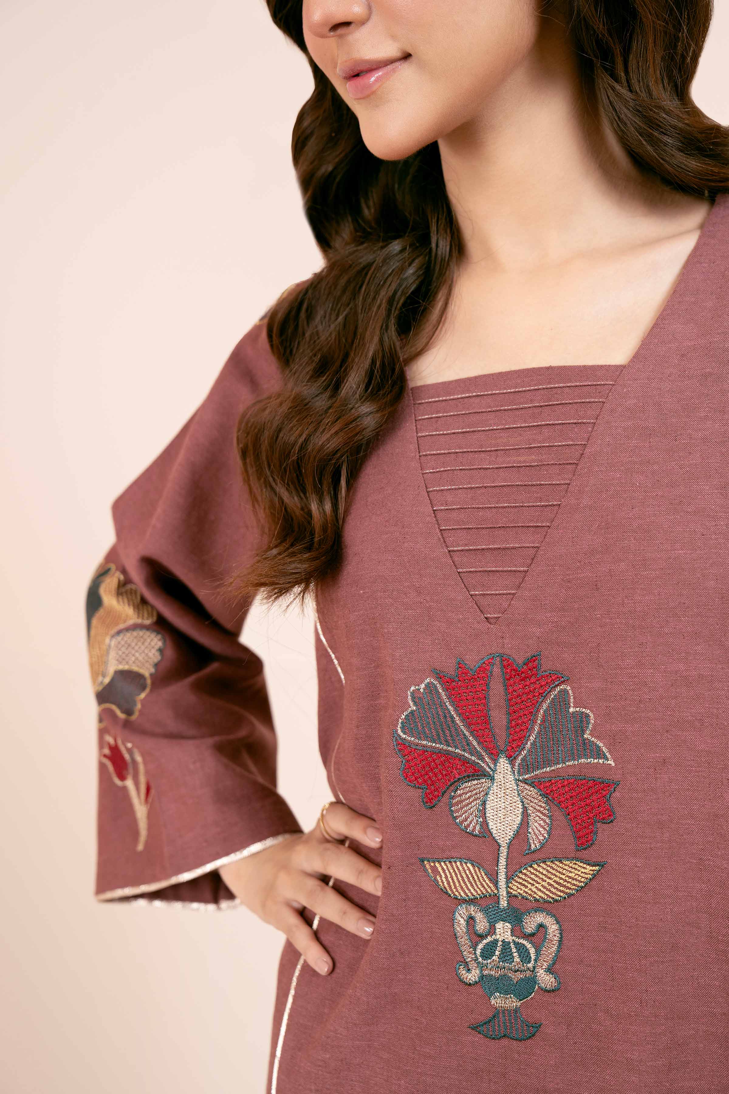 2 Piece - Dyed Embroidered Suit - 42404033