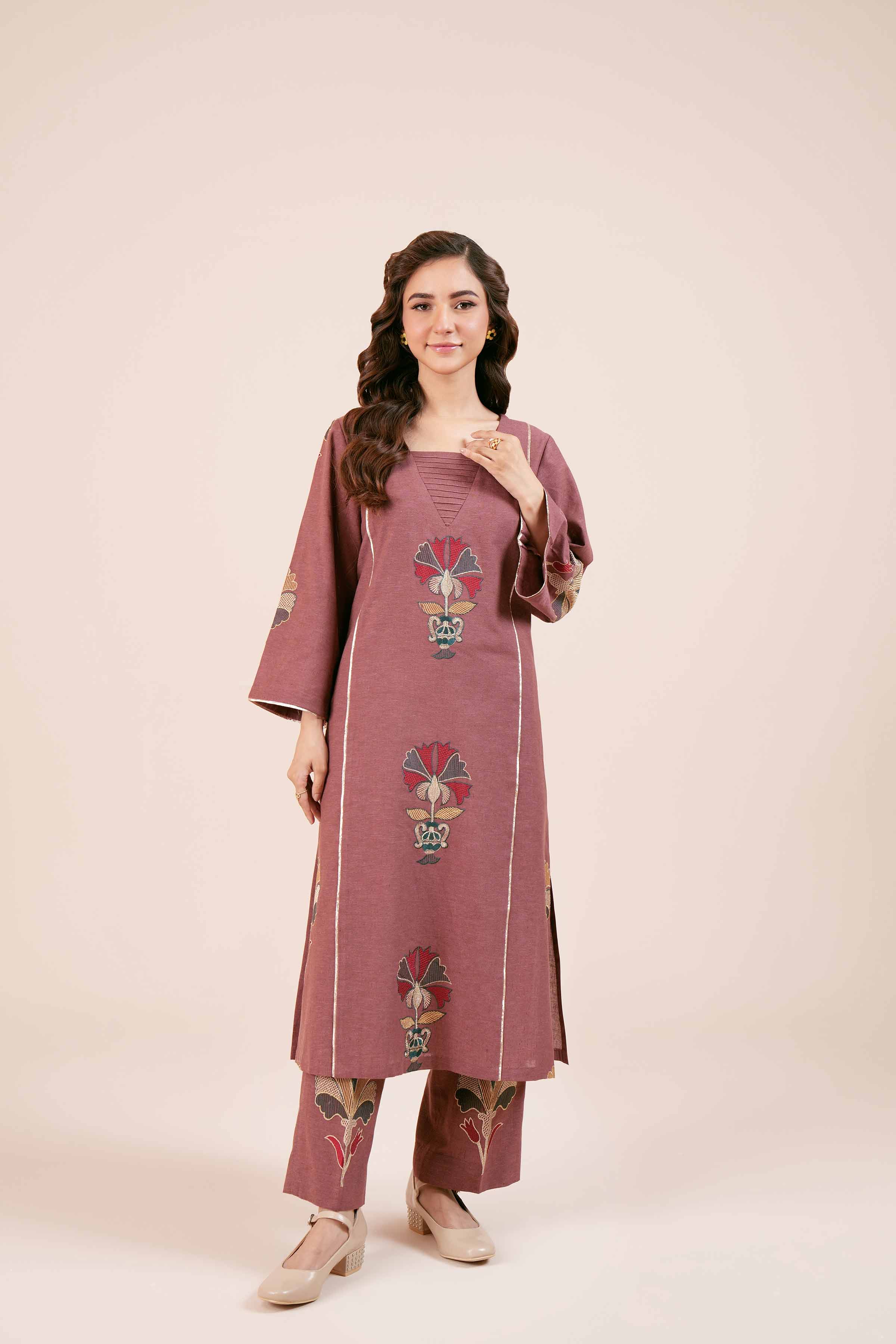 2 Piece - Dyed Embroidered Suit - 42404033