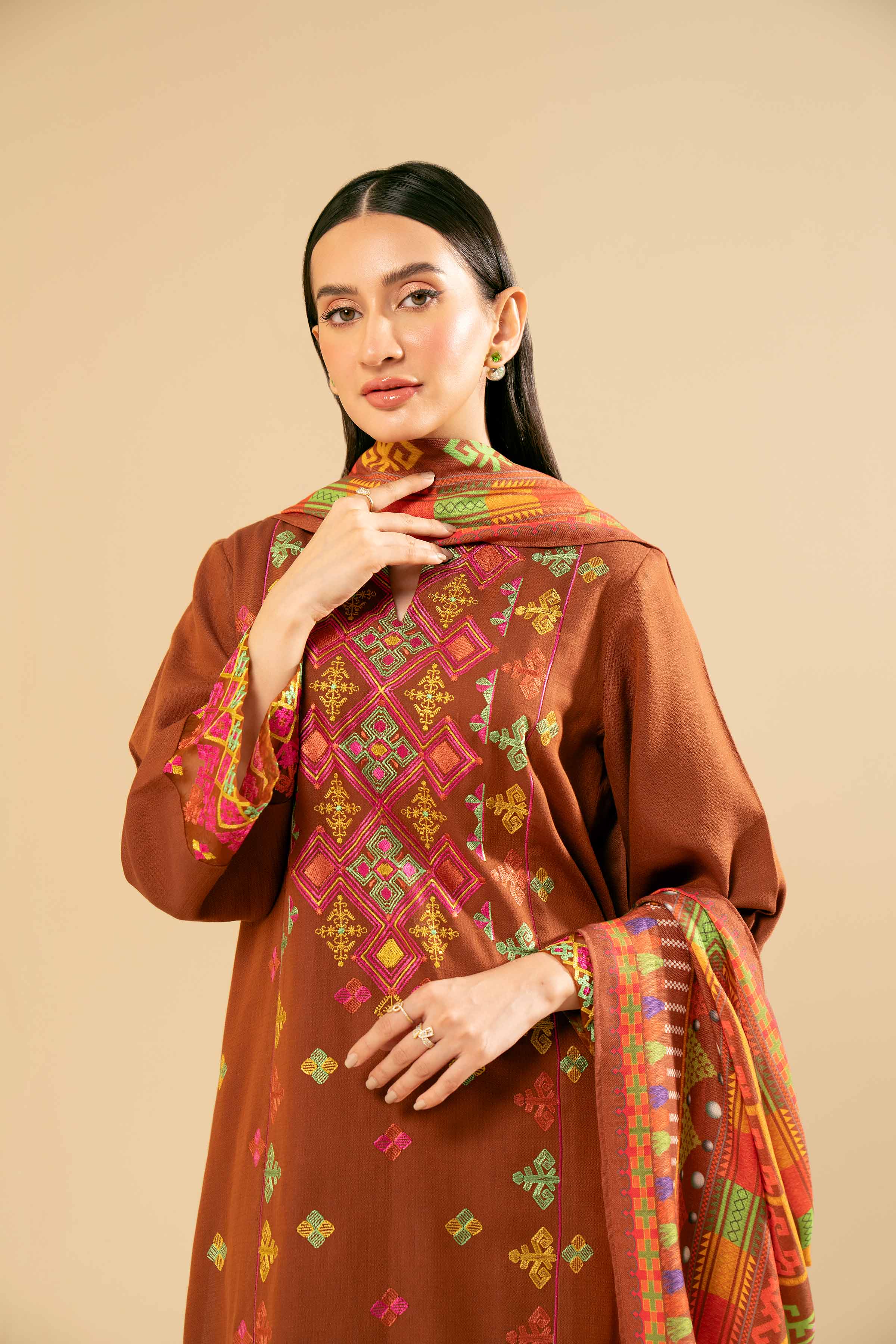 3 Piece - Yarn Dyed Embroidered Suit - 42404330