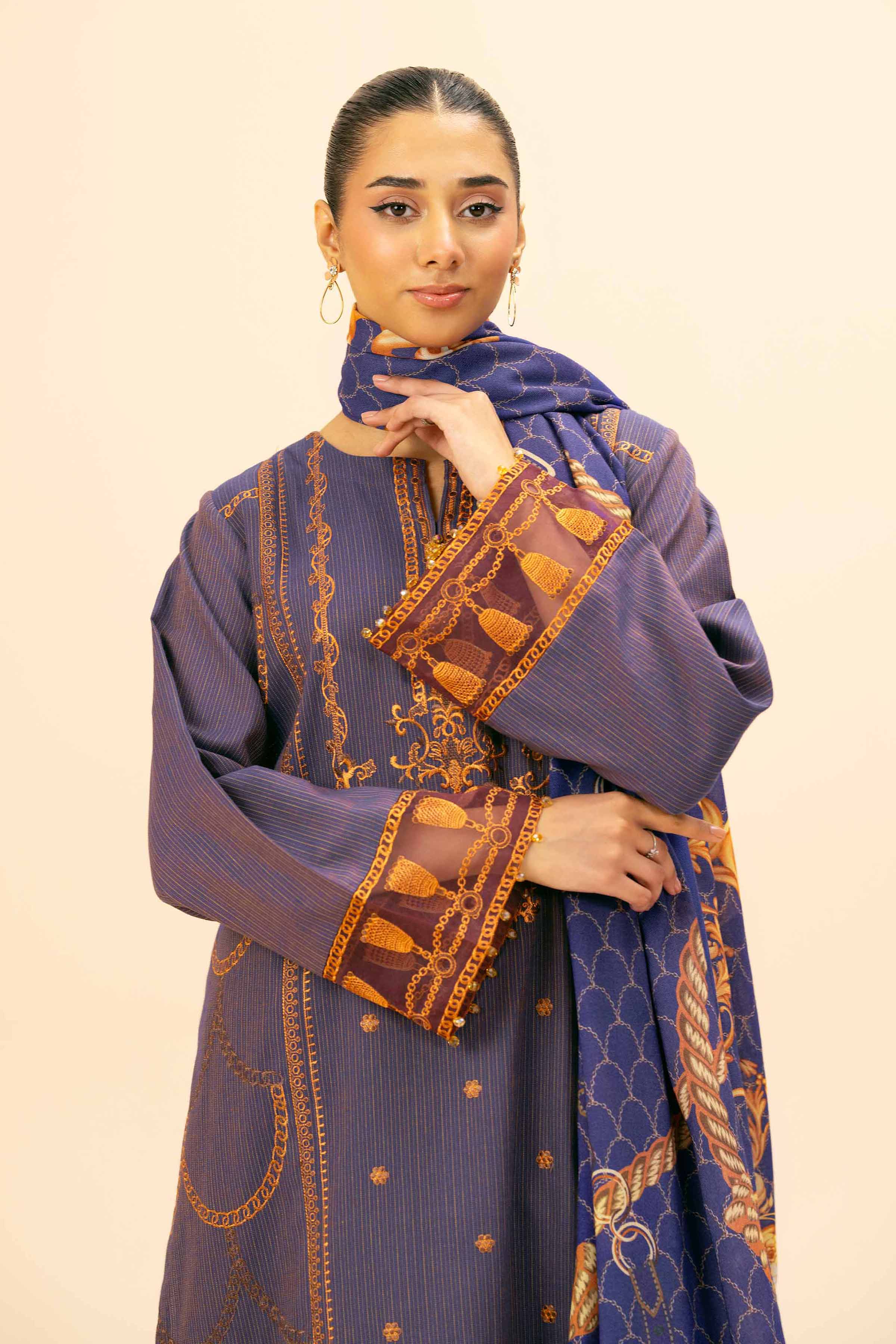 3 Piece - Yarn Dyed Embroidered Suit - 42404337