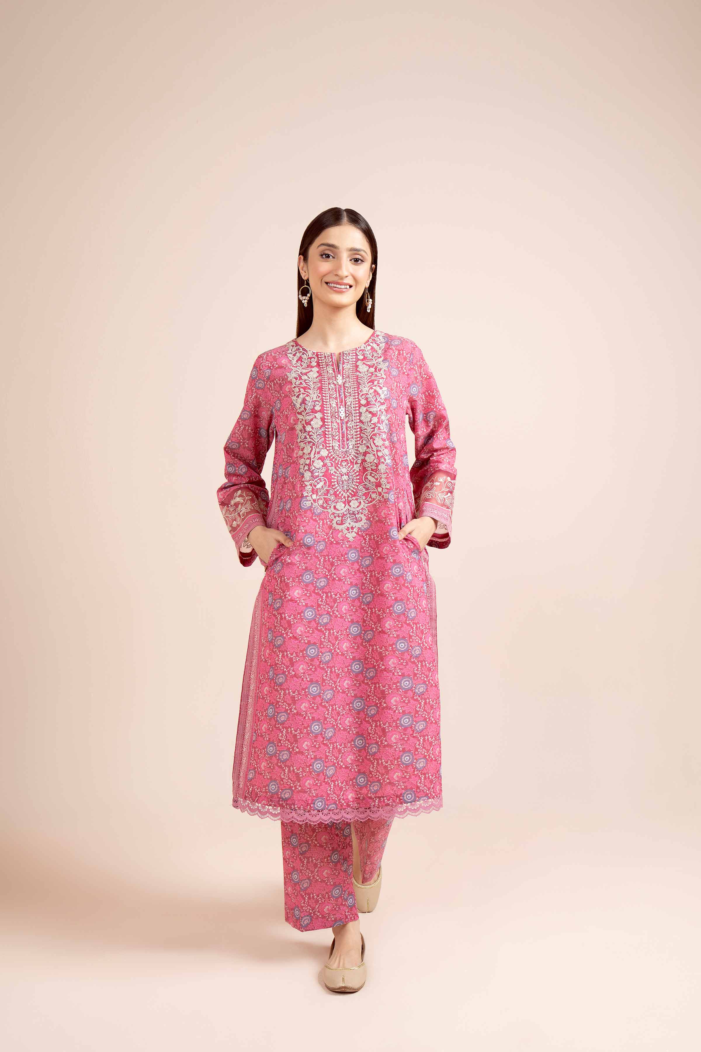 2 Piece - Digital Printed Embroidered Suit - 42404434