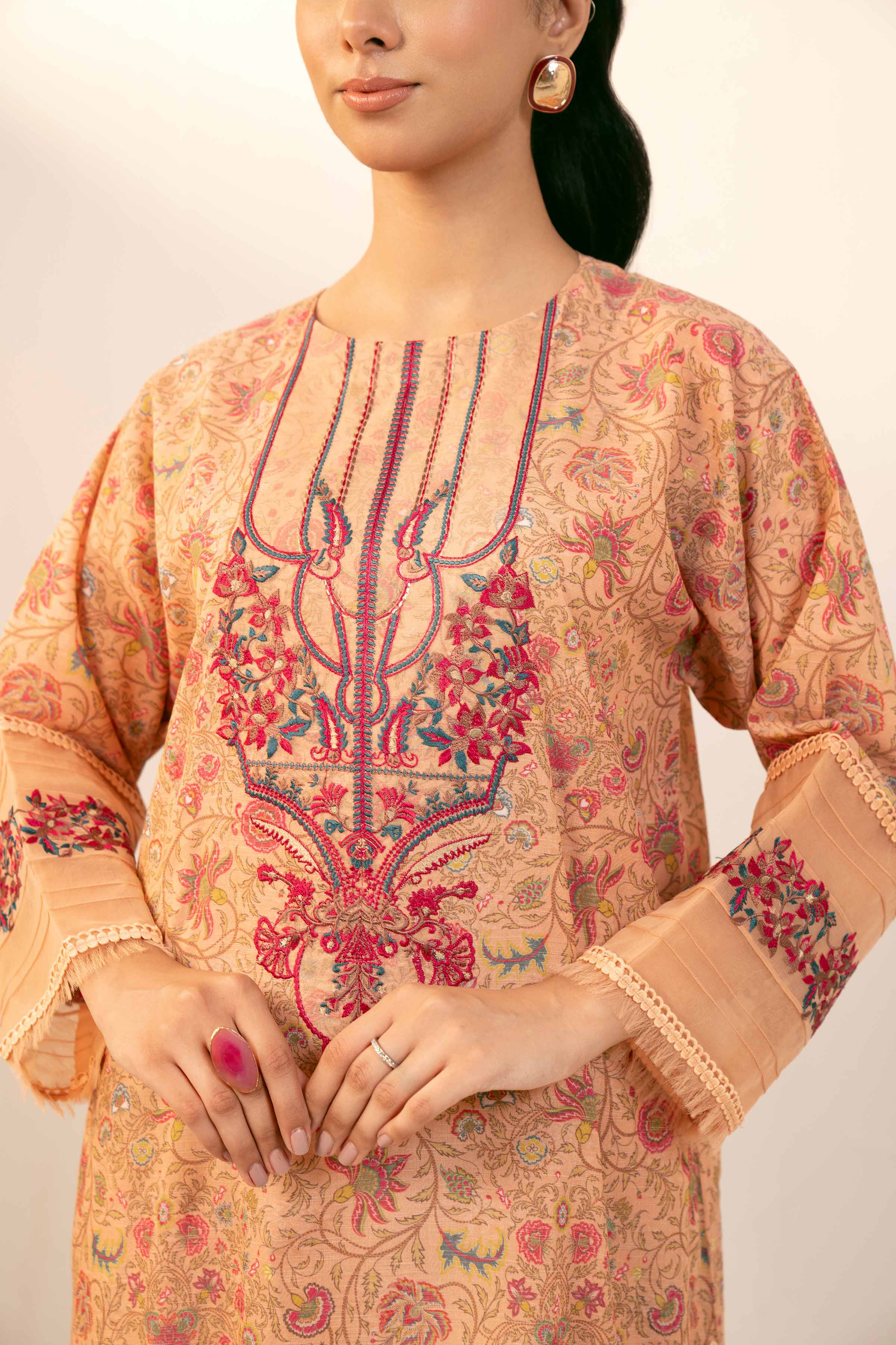 2 Piece - Digital Printed Embroidered Suit - 42404435