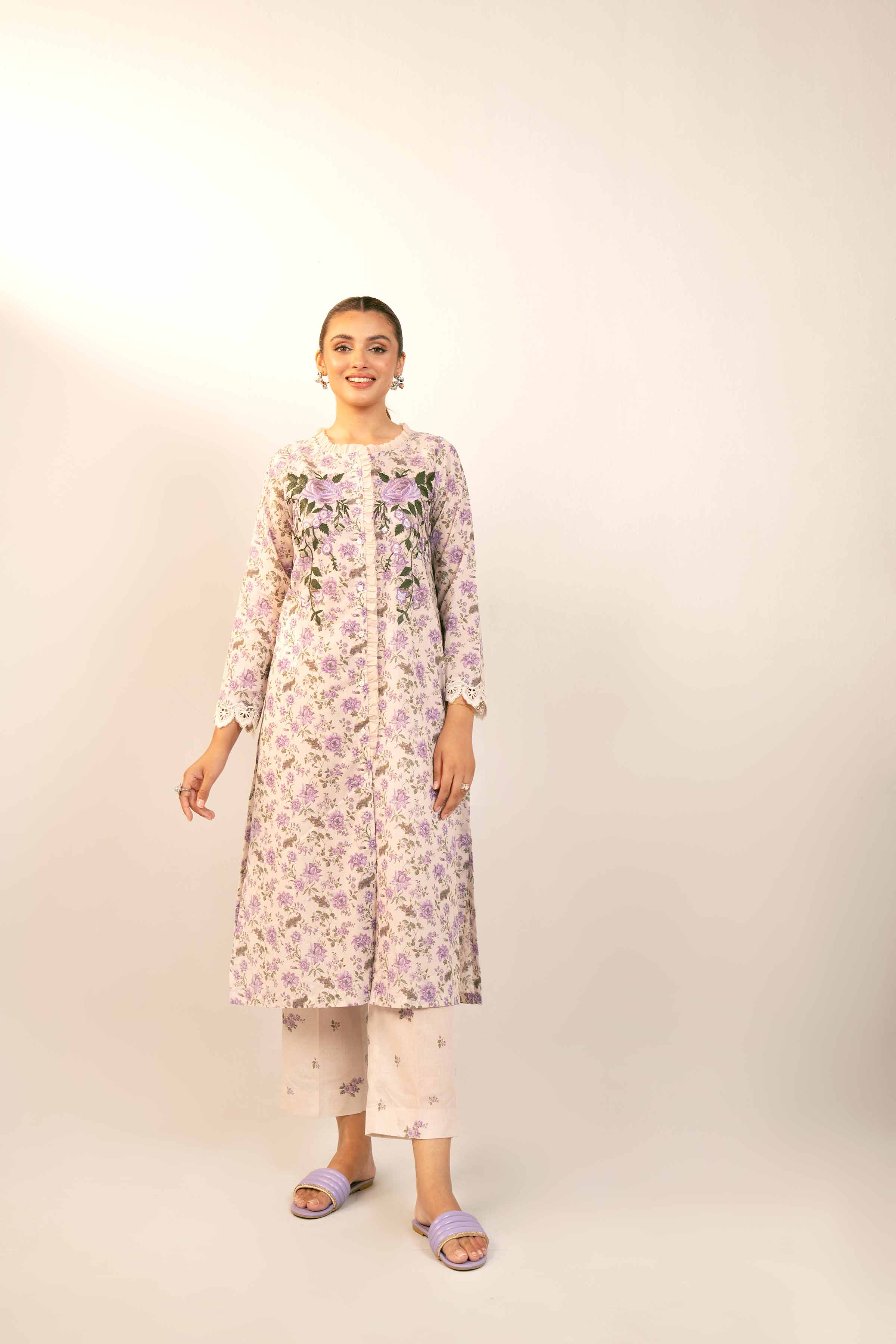 2 Piece - Digital Printed Embroidered Suit - 42404436