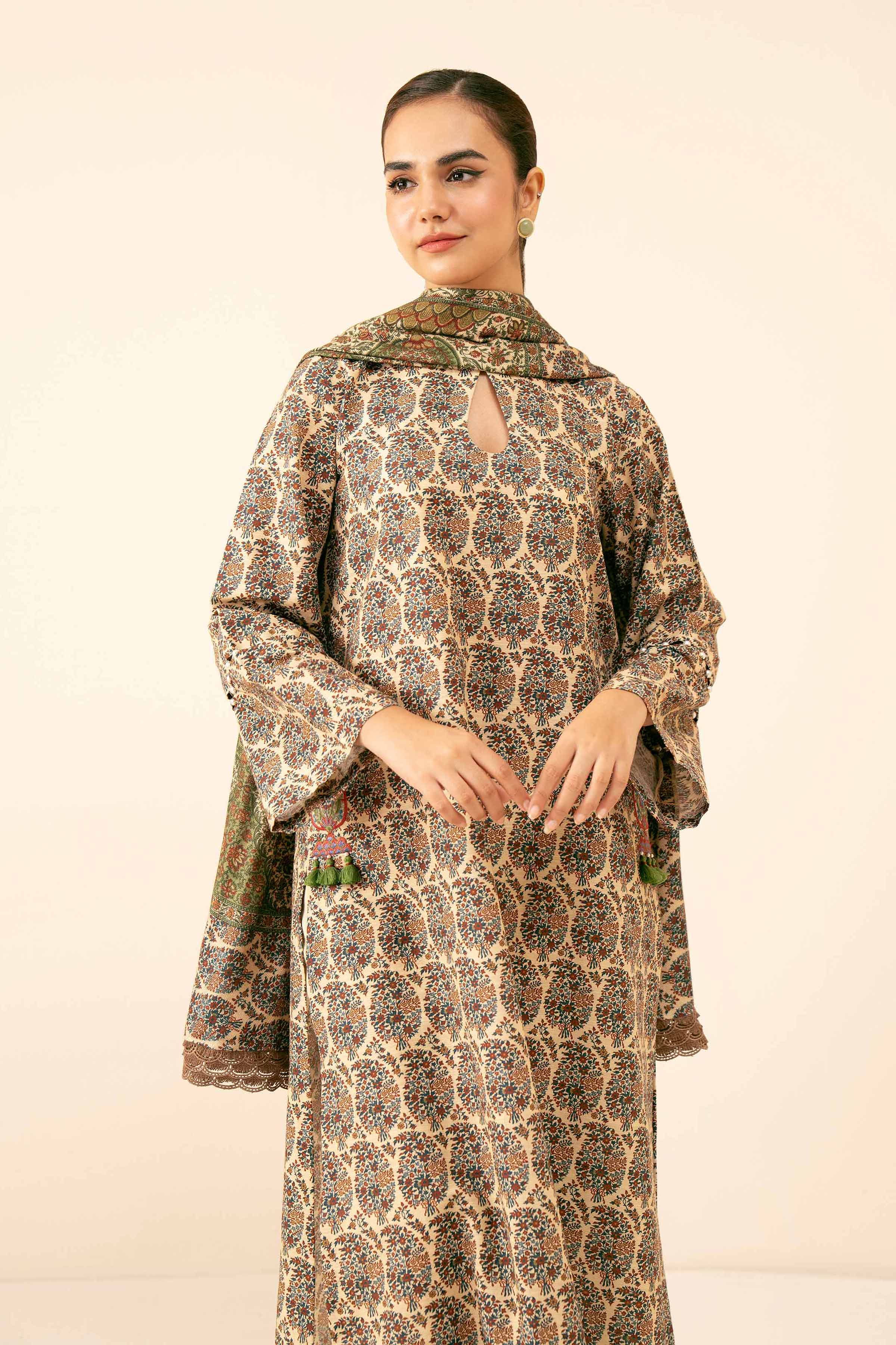 2 Piece - Printed Embroidered Suit - 42404454