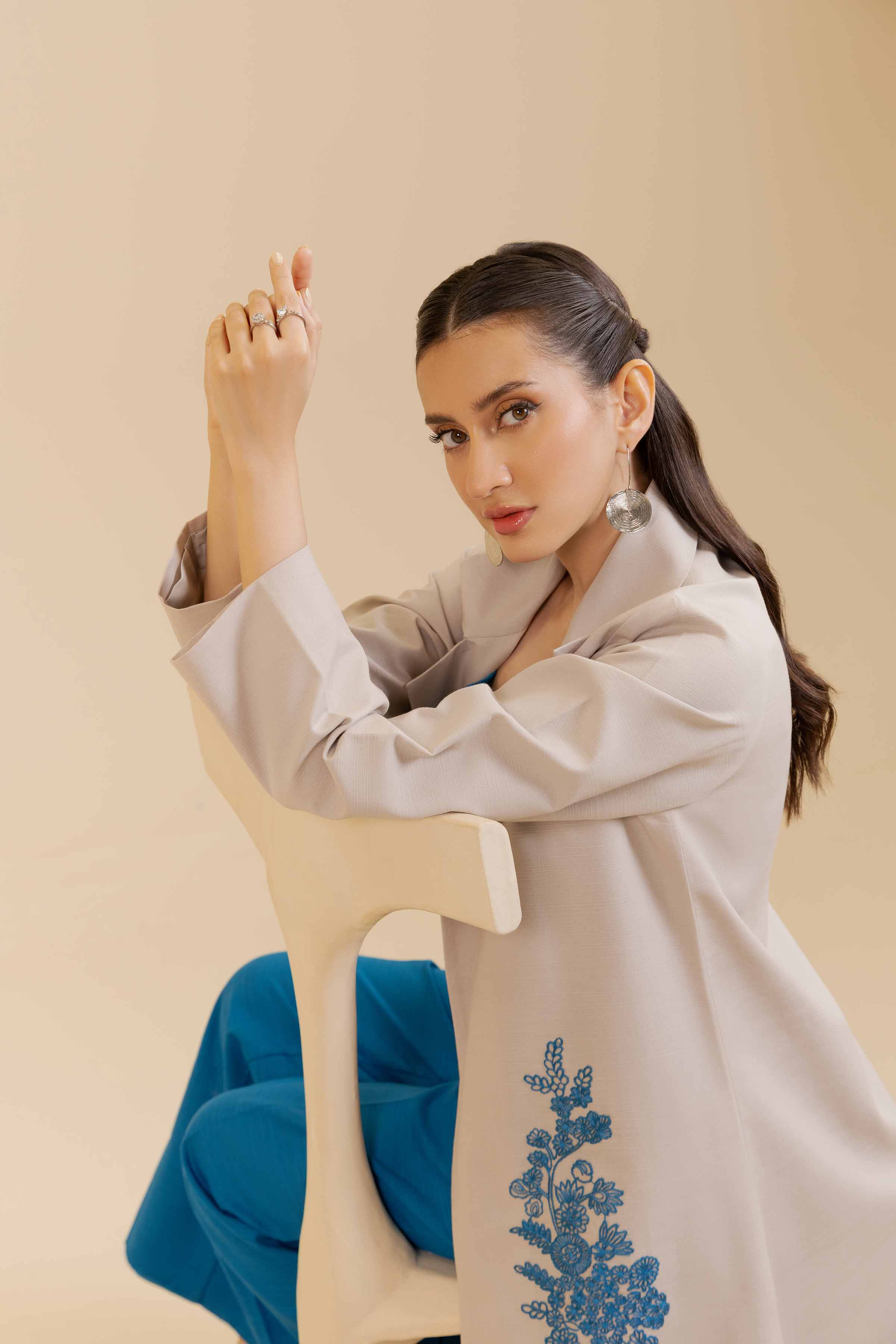 2 Piece - Dyed Embroidered Suit - 42404549