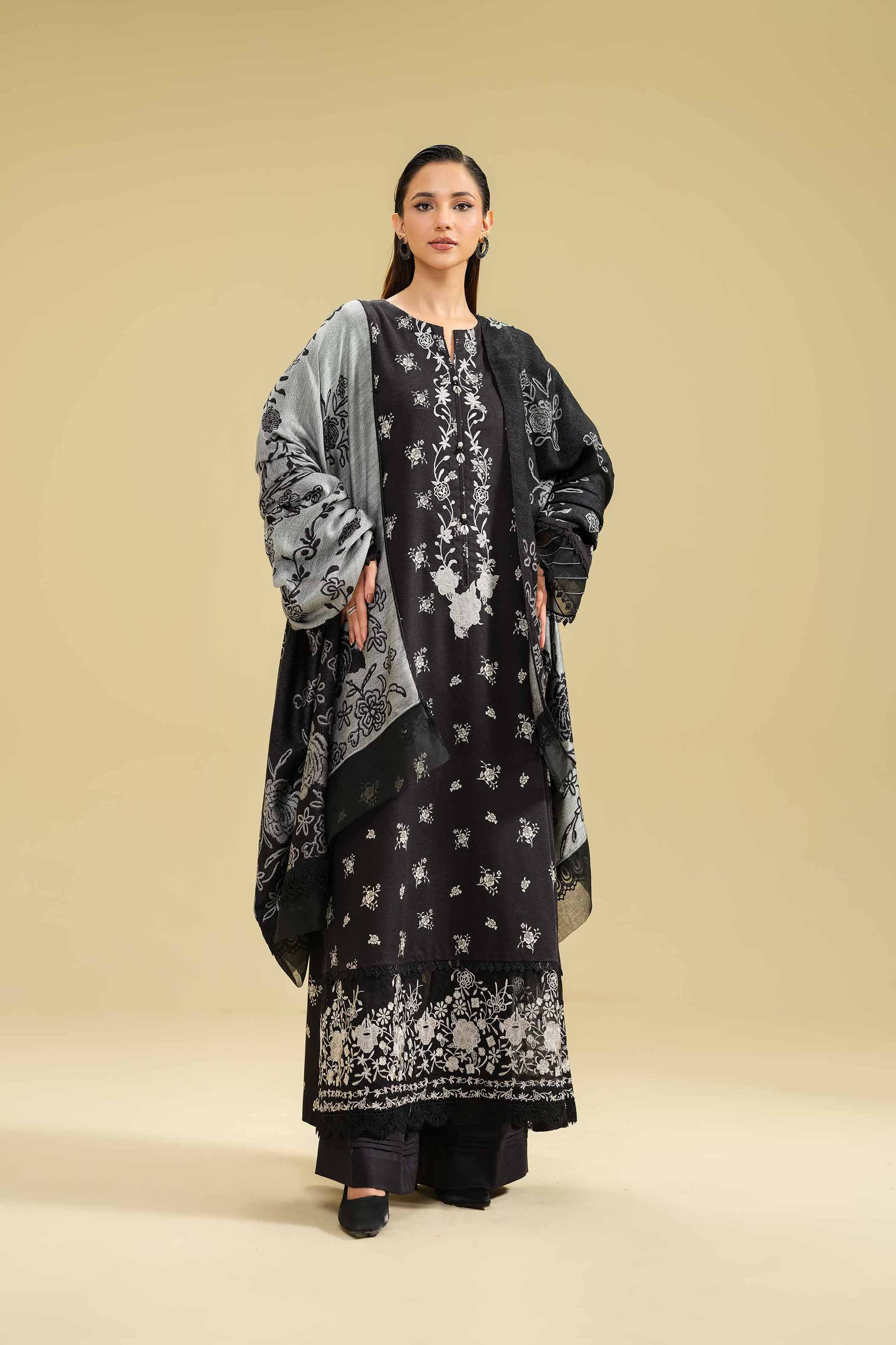 3 Piece - Printed Embroidered Suit - 42404638